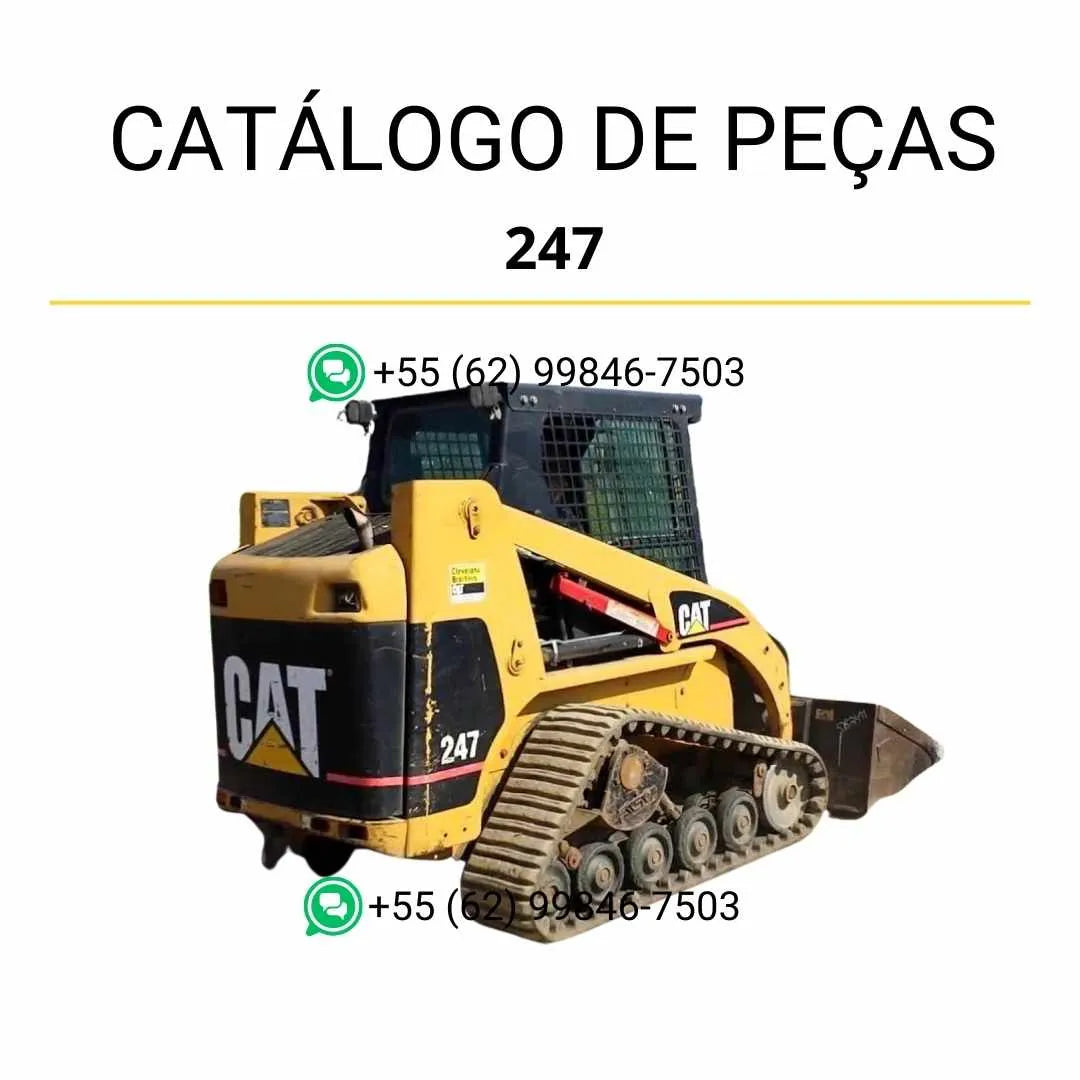 Catálogo de peças Caterpillar 247 em PDF com diagramas técnicos e lista completa de componentes originais da mini carregadeira.