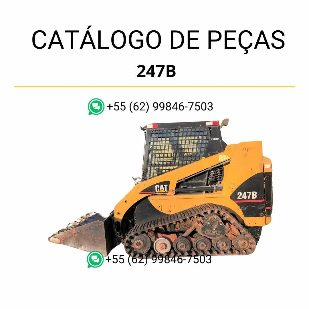 Catálogo de peças Caterpillar 247B em PDF com ilustrações detalhadas e identificação completa dos componentes originais da mini carregadeira.