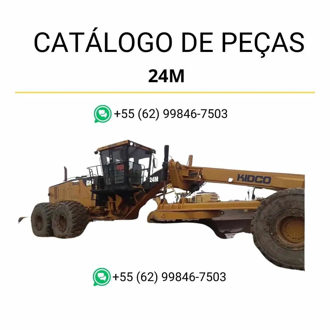 Catálogo de peças Caterpillar 24M em PDF com diagramas técnicos e lista completa dos componentes originais da motoniveladora para reposição confiável.