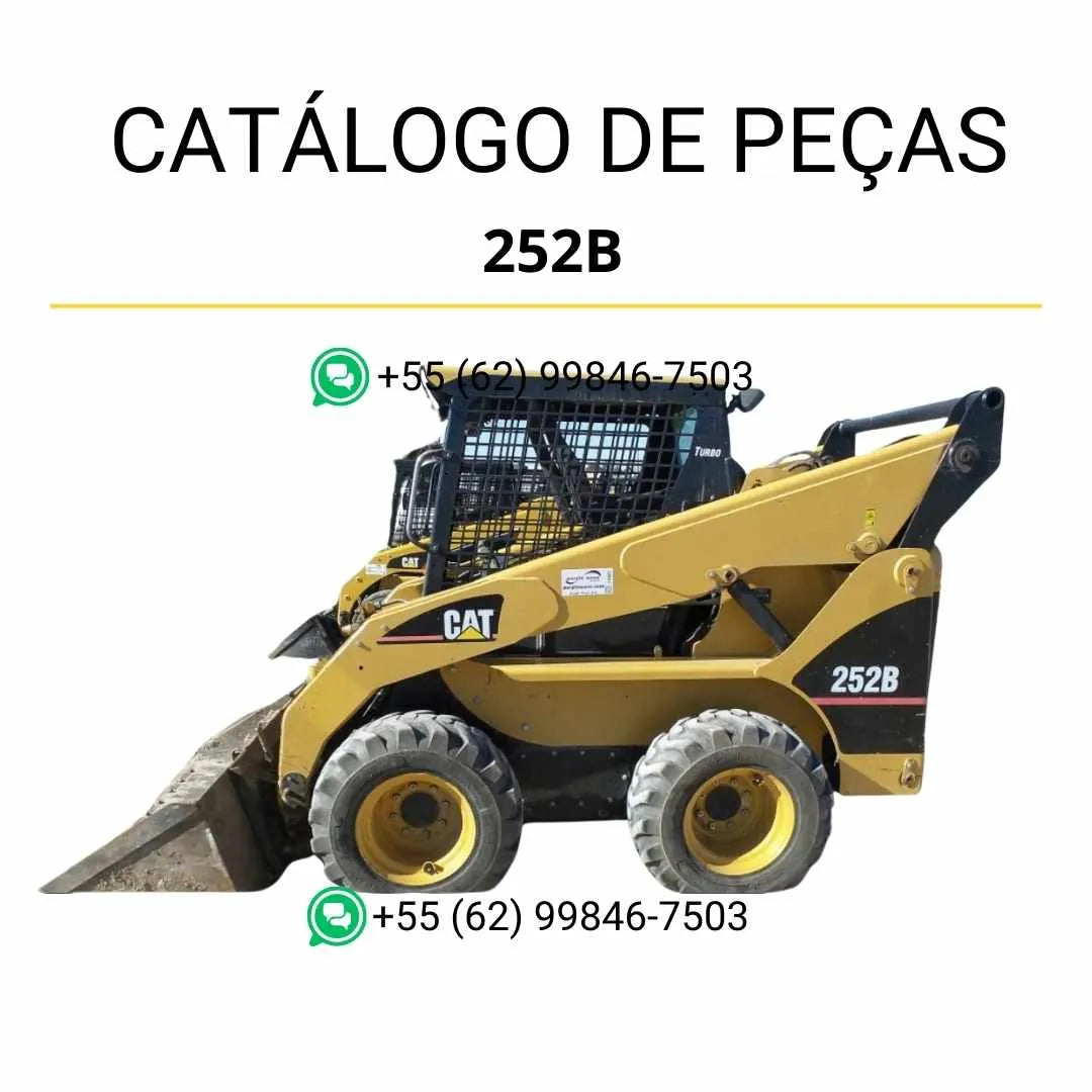 Catálogo de peças Caterpillar 252B em PDF com ilustrações detalhadas e identificação completa dos componentes originais.