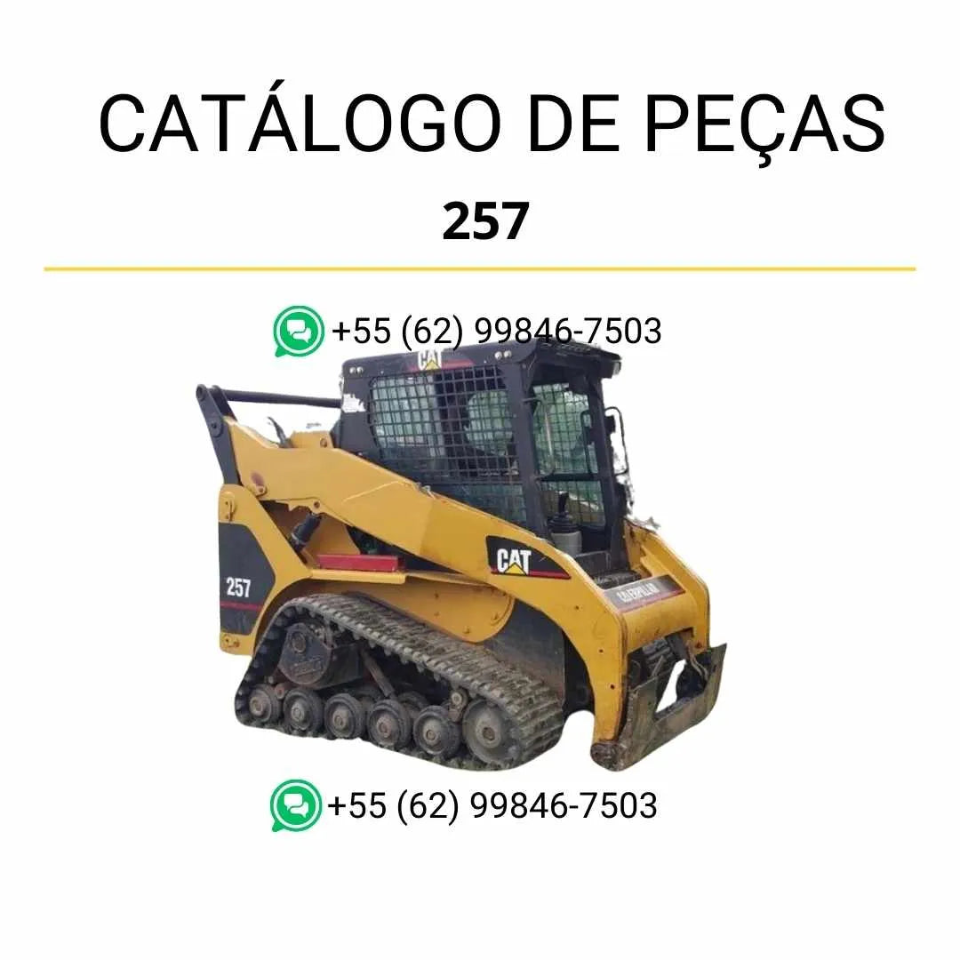 Catálogo de peças Caterpillar 257 em PDF com diagramas ilustrados e lista completa de componentes originais.