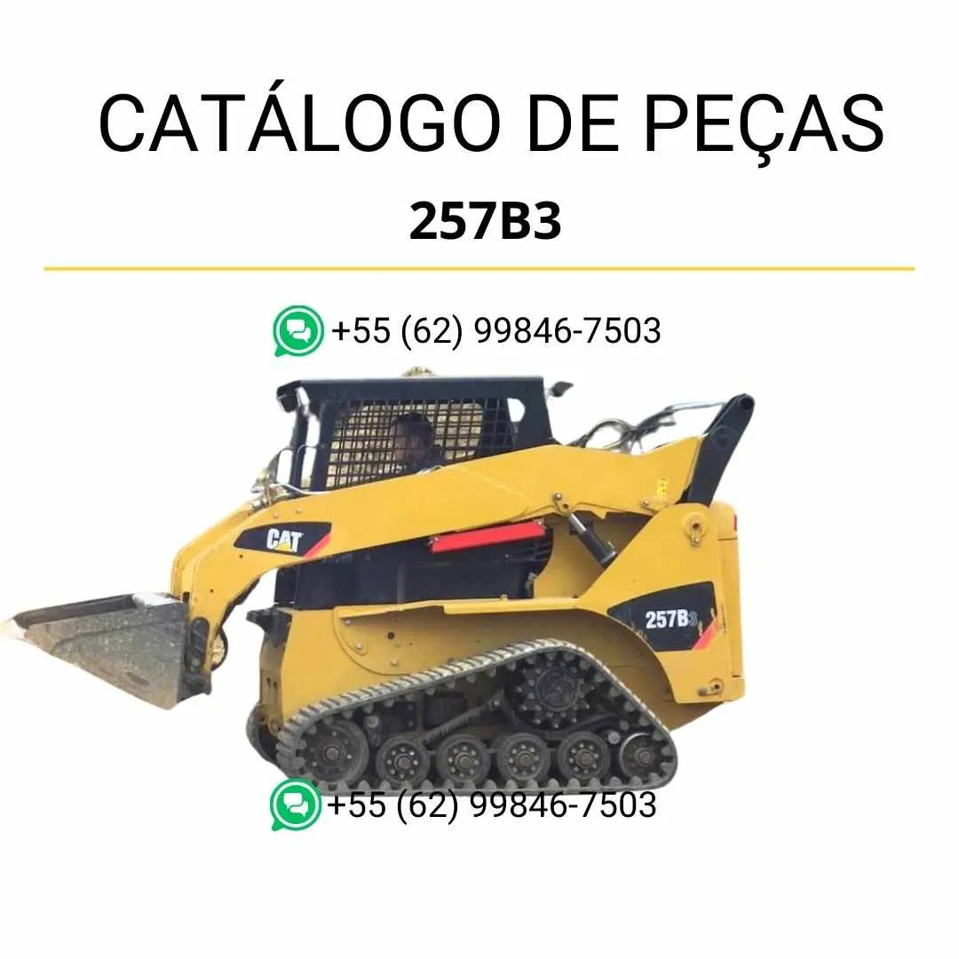Catálogo de Peças Caterpillar 257B3 em PDF com ilustrações técnicas detalhadas e identificação completa dos componentes originais da mini carregadeira.