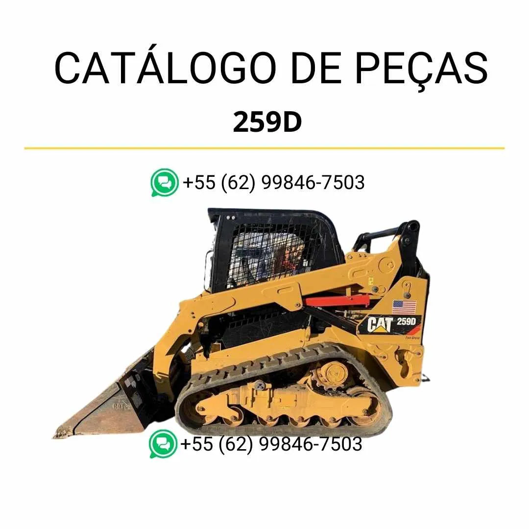 Catálogo de Peças Caterpillar 259D em PDF com diagramas técnicos e lista detalhada de componentes originais da mini carregadeira compacta.
