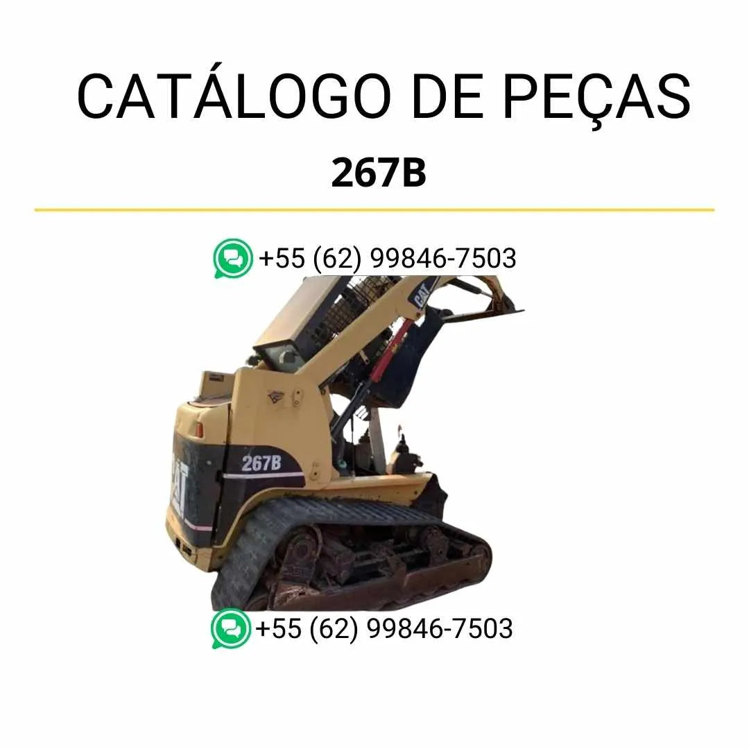 Catálogo de peças Caterpillar 267B em PDF com diagramas ilustrados e identificação precisa dos componentes originais da mini carregadeira.