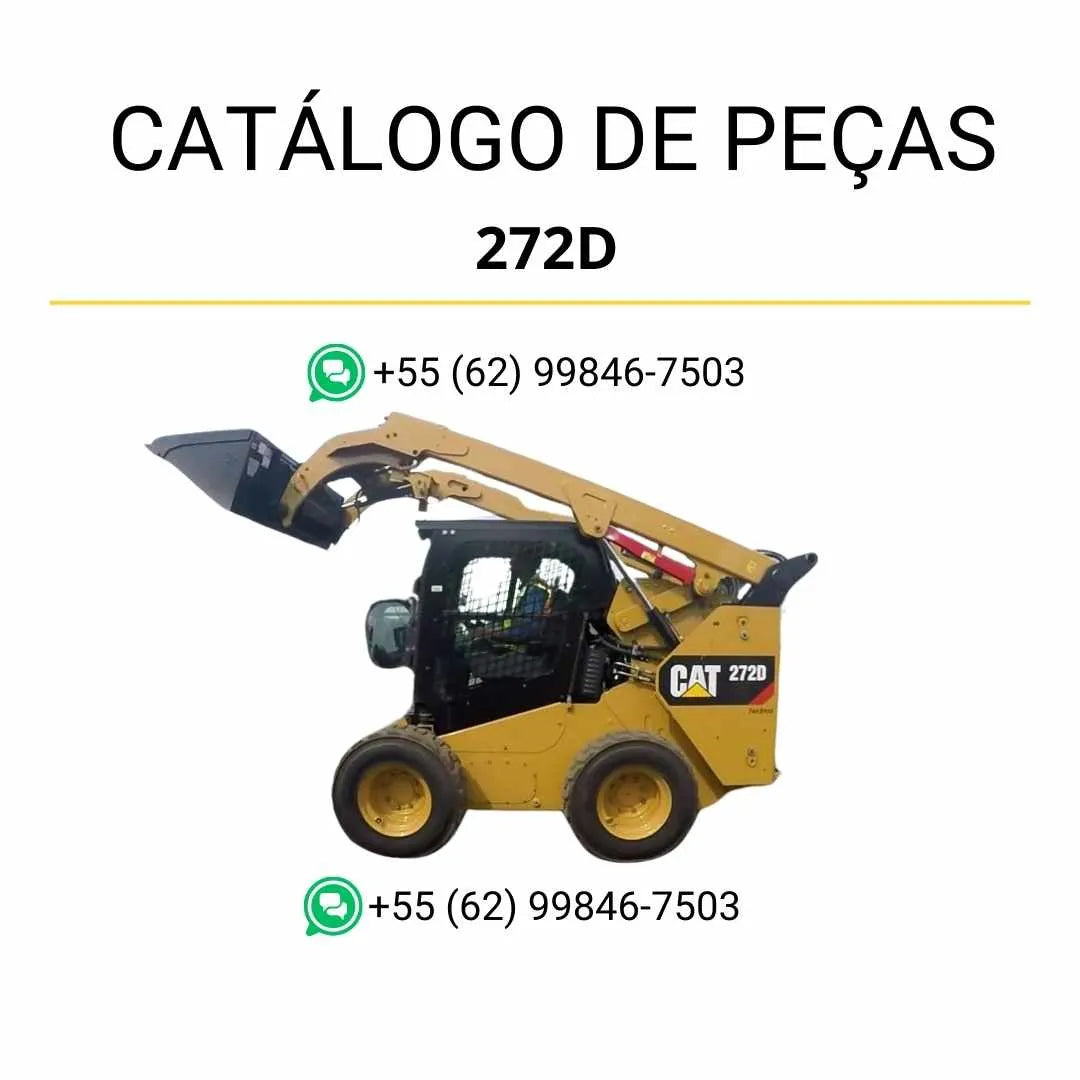 Catálogo de peças Caterpillar 272D em PDF com ilustrações técnicas detalhadas e identificação completa de componentes originais.