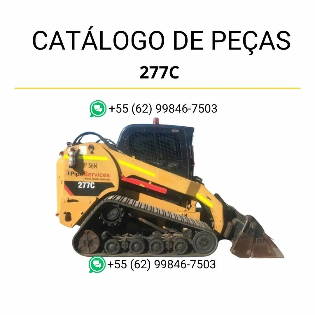 Catálogo de peças Caterpillar 277C em PDF com ilustrações detalhadas e tabela completa de componentes originais da mini carregadeira.