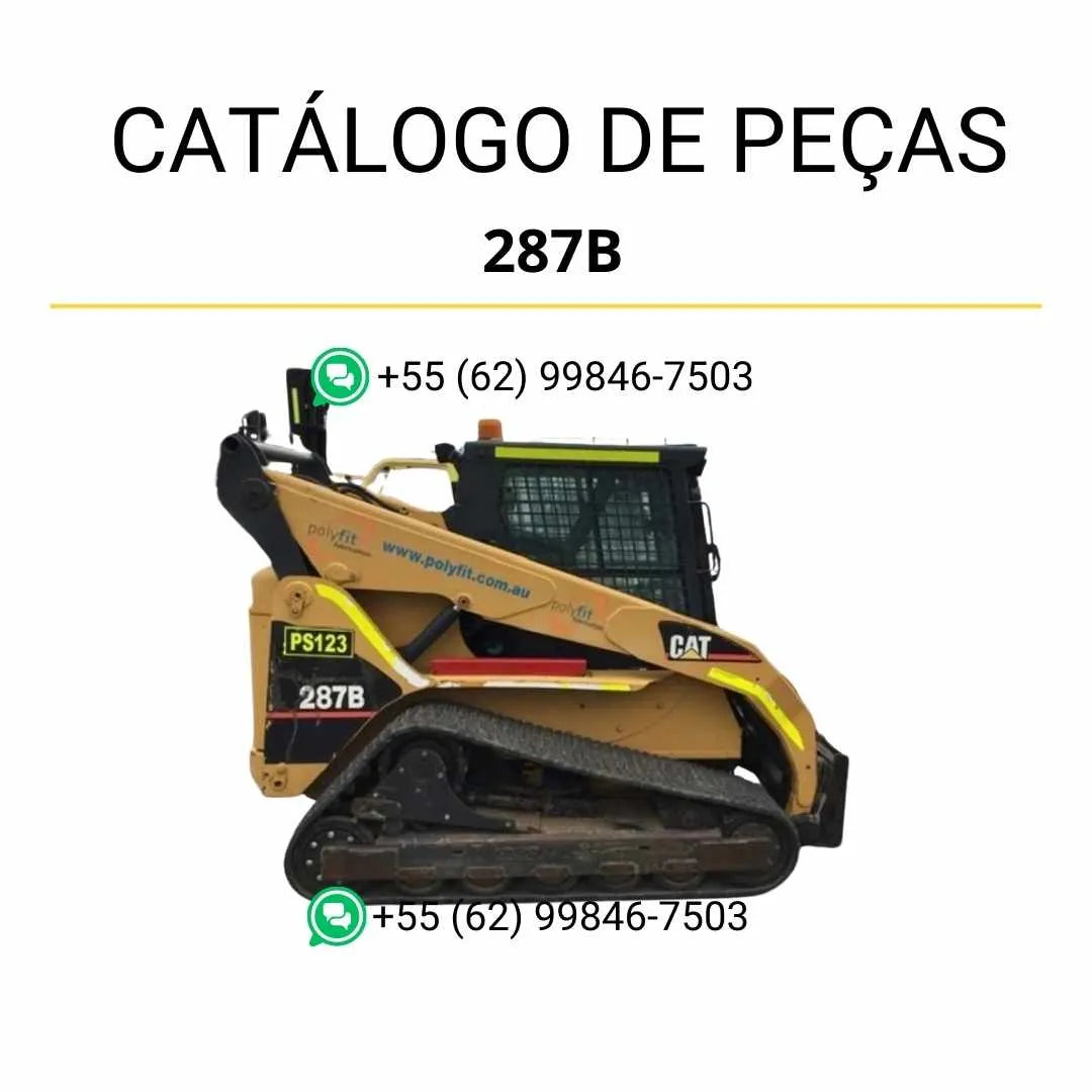 Catálogo de peças Caterpillar 287B em PDF com ilustrações técnicas completas e identificação detalhada dos componentes originais da mini carregadeira.