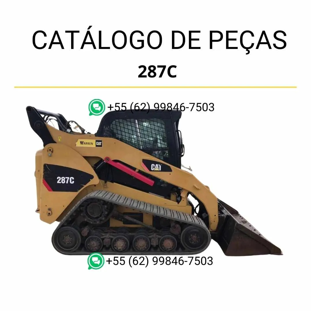 Catálogo de peças Caterpillar 287C em PDF com diagramas técnicos detalhados e lista completa de componentes originais da mini carregadeira.
