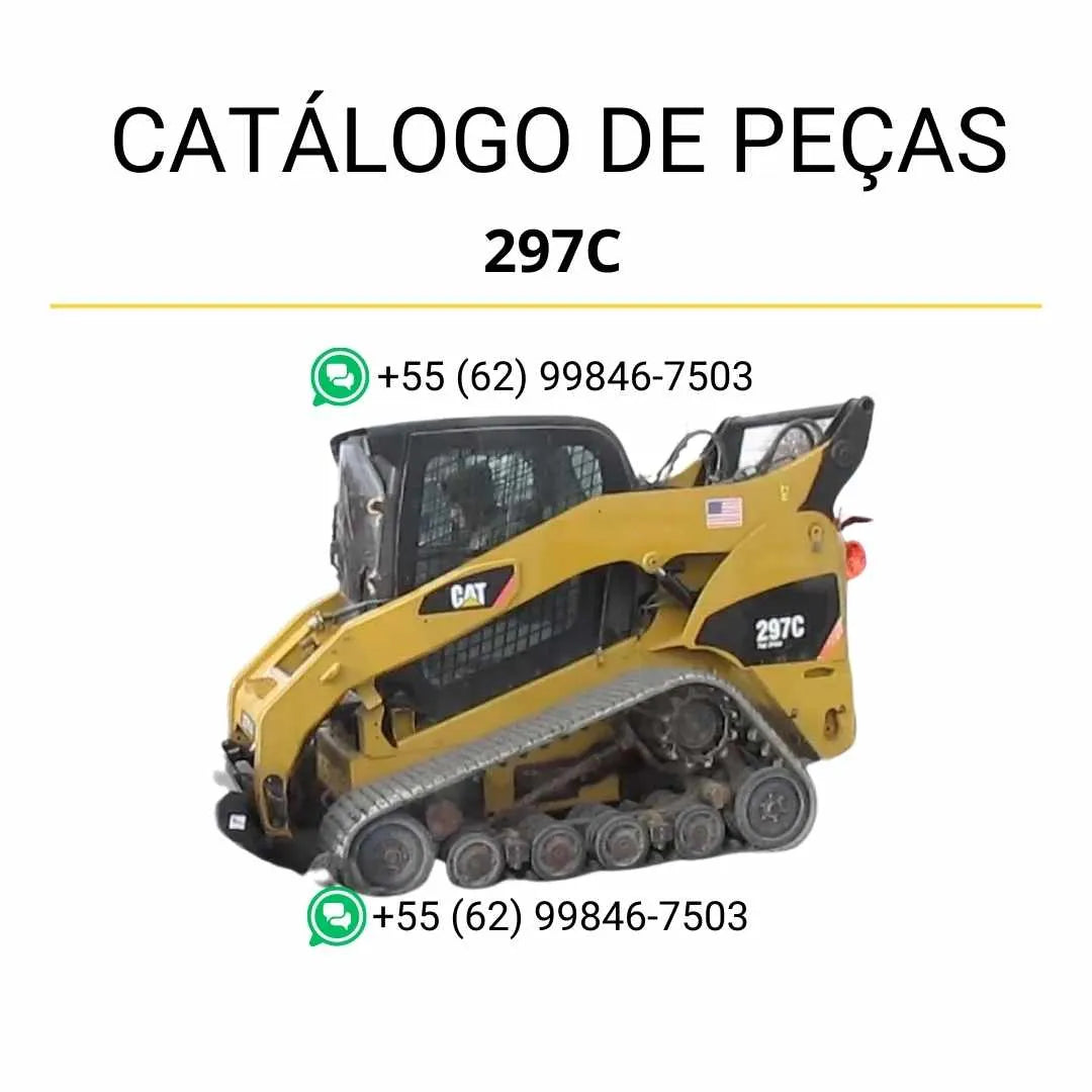 Catálogo de peças Caterpillar 297C em PDF com diagramas técnicos completos e lista de componentes originais da mini carregadeira.