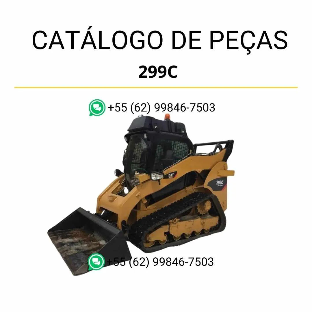 Catálogo de peças Caterpillar 299C em PDF com ilustrações técnicas completas e identificação detalhada dos componentes da mini carregadeira.