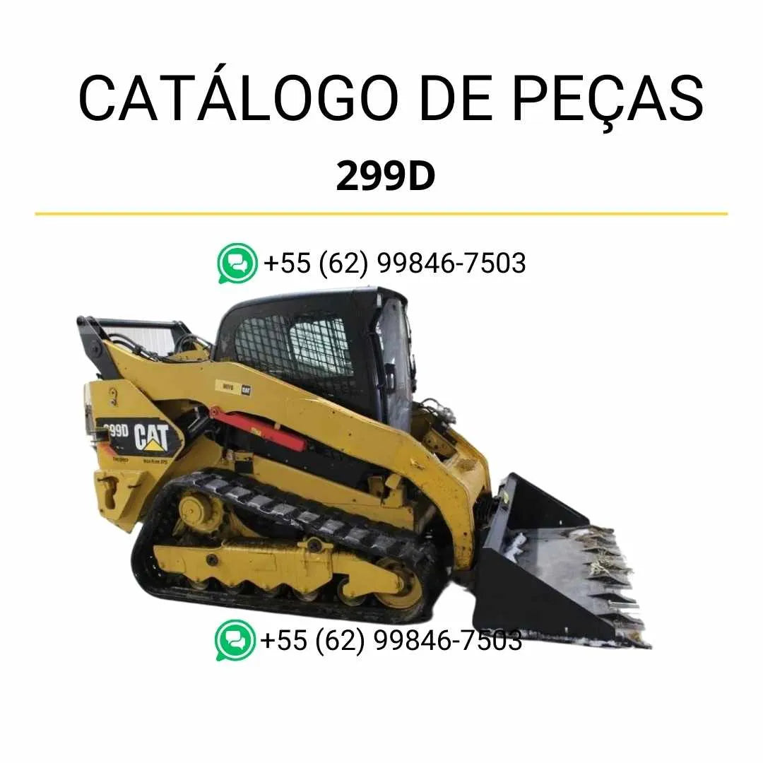 Catálogo de peças Caterpillar 299D em PDF com diagramas técnicos detalhados e lista de componentes originais da mini carregadeira.