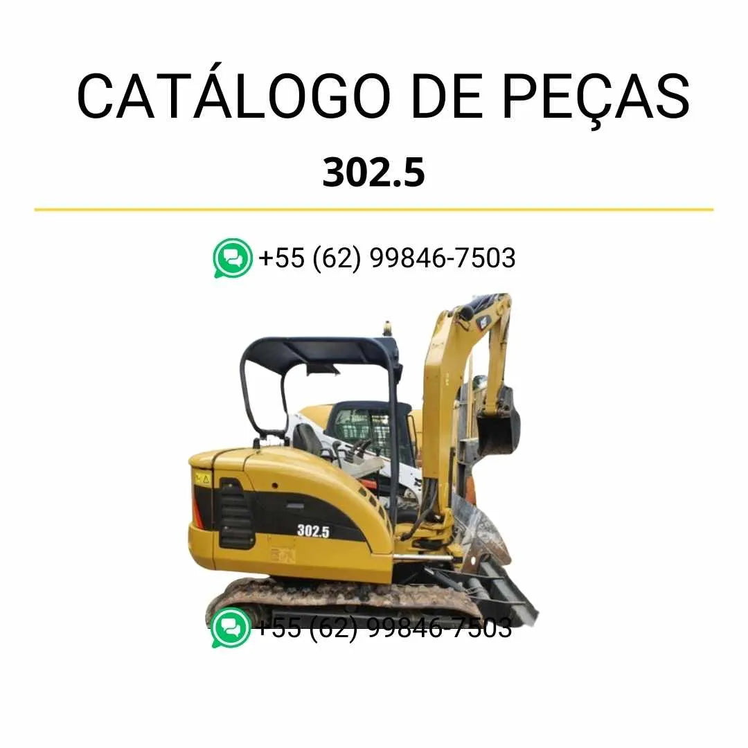Catálogo de peças Caterpillar 302.5 mini escavadeira hidráulica em PDF com ilustrações técnicas detalhadas e lista completa de componentes originais.
