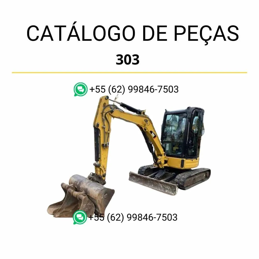 Catálogo de peças Caterpillar 303 mini escavadeira hidráulica em PDF com diagramas técnicos detalhados e lista completa de componentes originais.