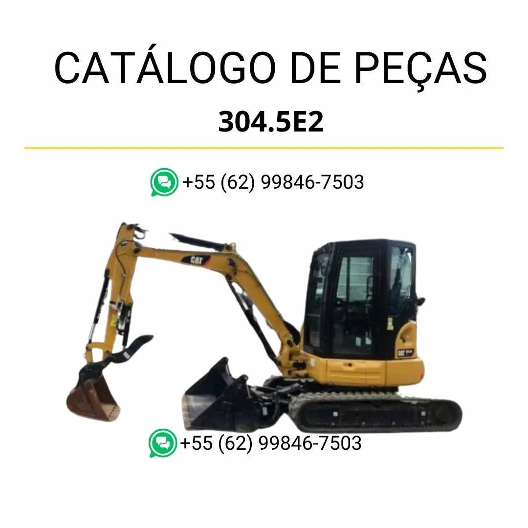 Catálogo de peças Caterpillar 304.5E2 mini escavadeira hidráulica em PDF com diagramas técnicos completos e identificação detalhada de componentes originais.