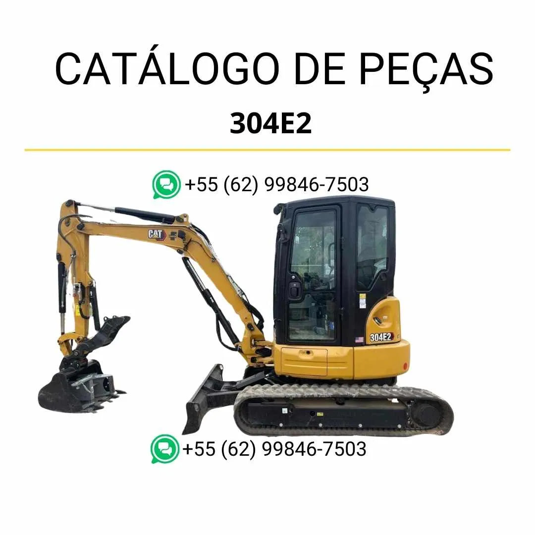 Catálogo de peças Caterpillar 304E2 mini escavadeira hidráulica em PDF com diagramas técnicos detalhados e lista completa de componentes originais.