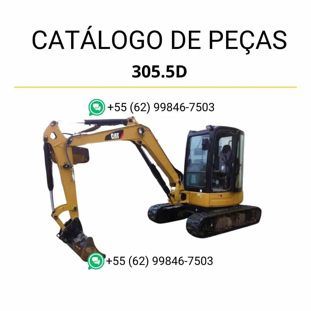 Catálogo de peças Caterpillar 305.5D mini escavadeira hidráulica em PDF com diagramas técnicos detalhados e identificação precisa de componentes originais.