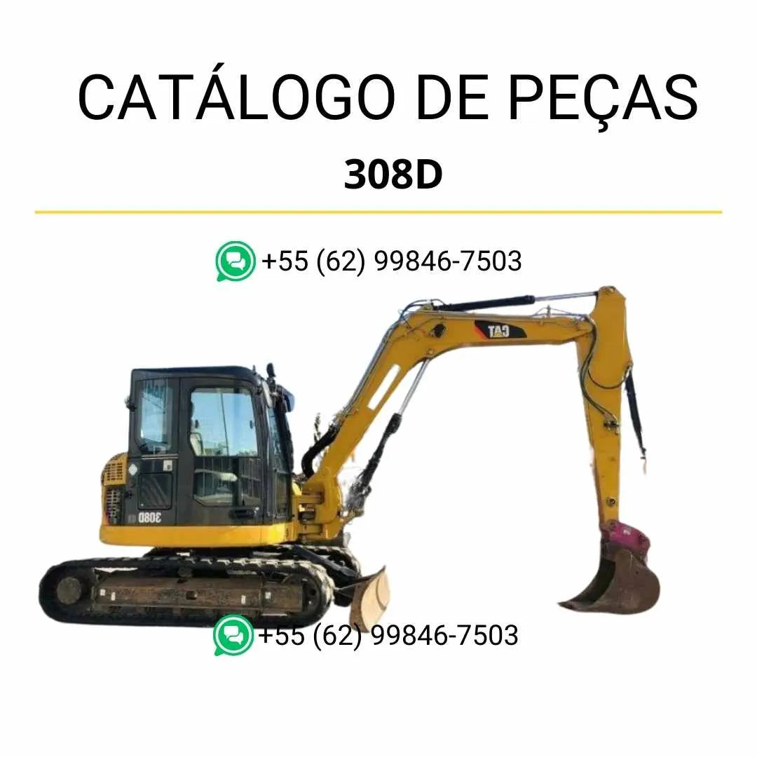 Catálogo de peças Caterpillar 308D mini escavadeira hidráulica em PDF com diagramas detalhados, códigos originais e ilustrações técnicas completas.