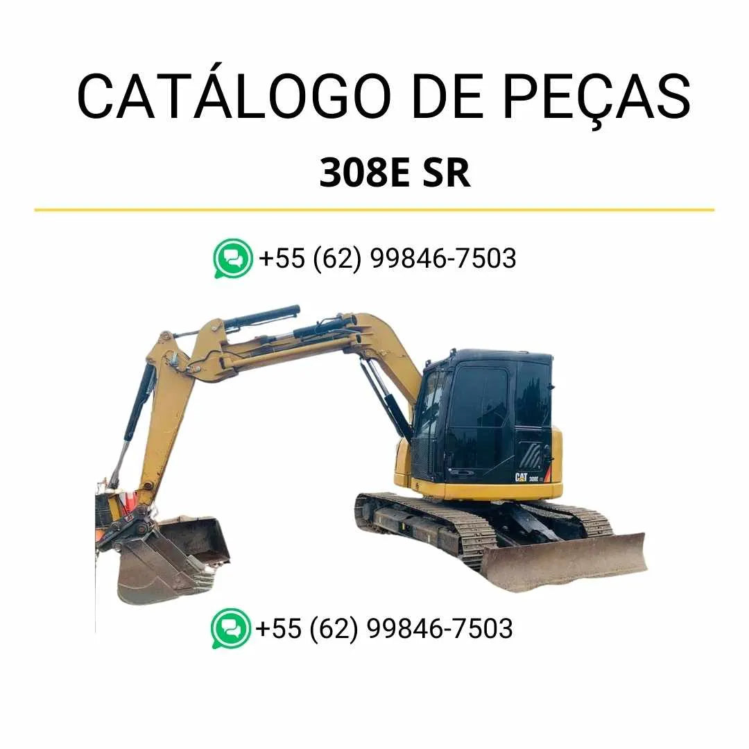 Catálogo de peças Caterpillar 308E SR mini escavadeira hidráulica em PDF com diagramas técnicos detalhados e identificação de componentes originais.