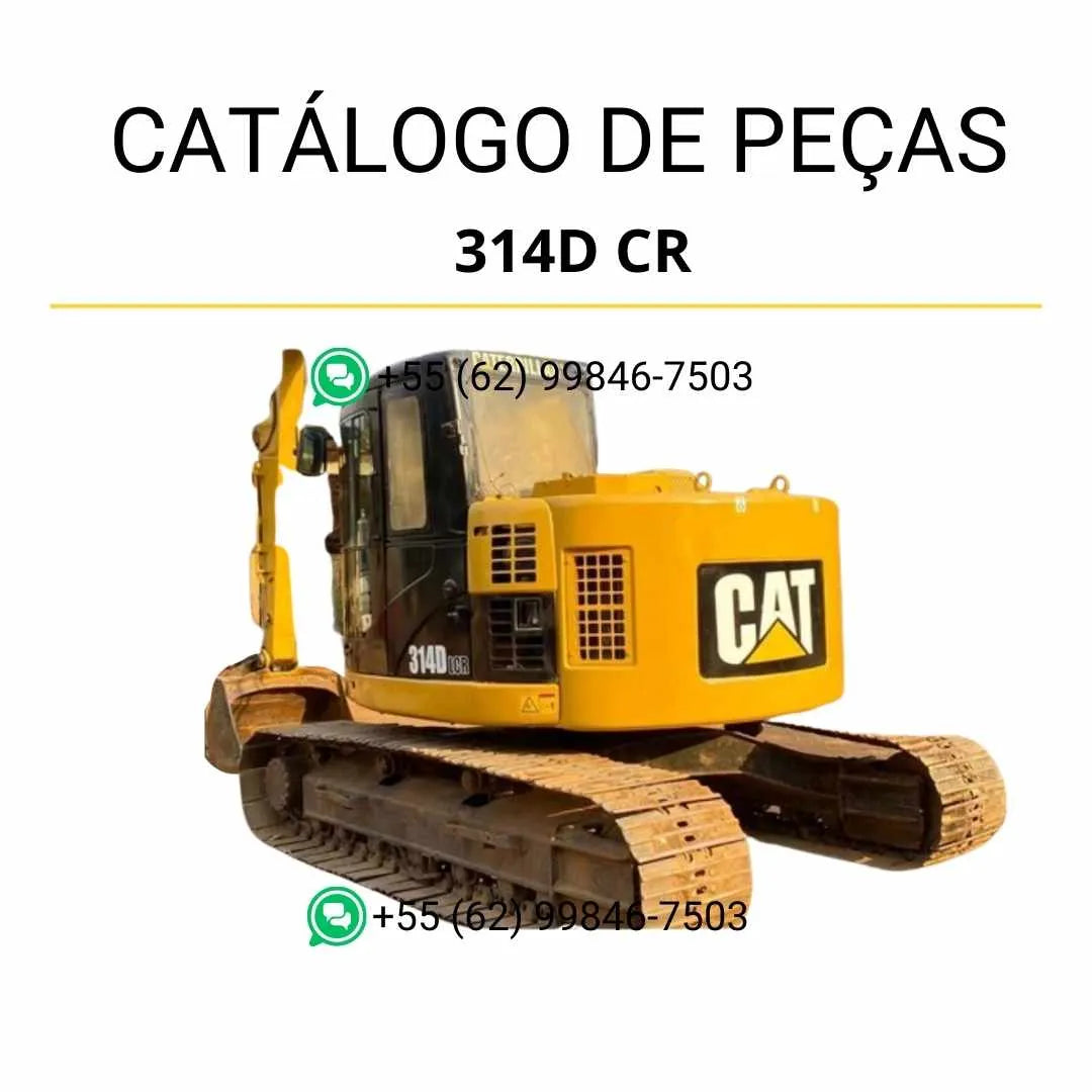 Catálogo de peças Caterpillar 314D CR em PDF com ilustrações detalhadas e códigos originais de todos os componentes da escavadeira.
