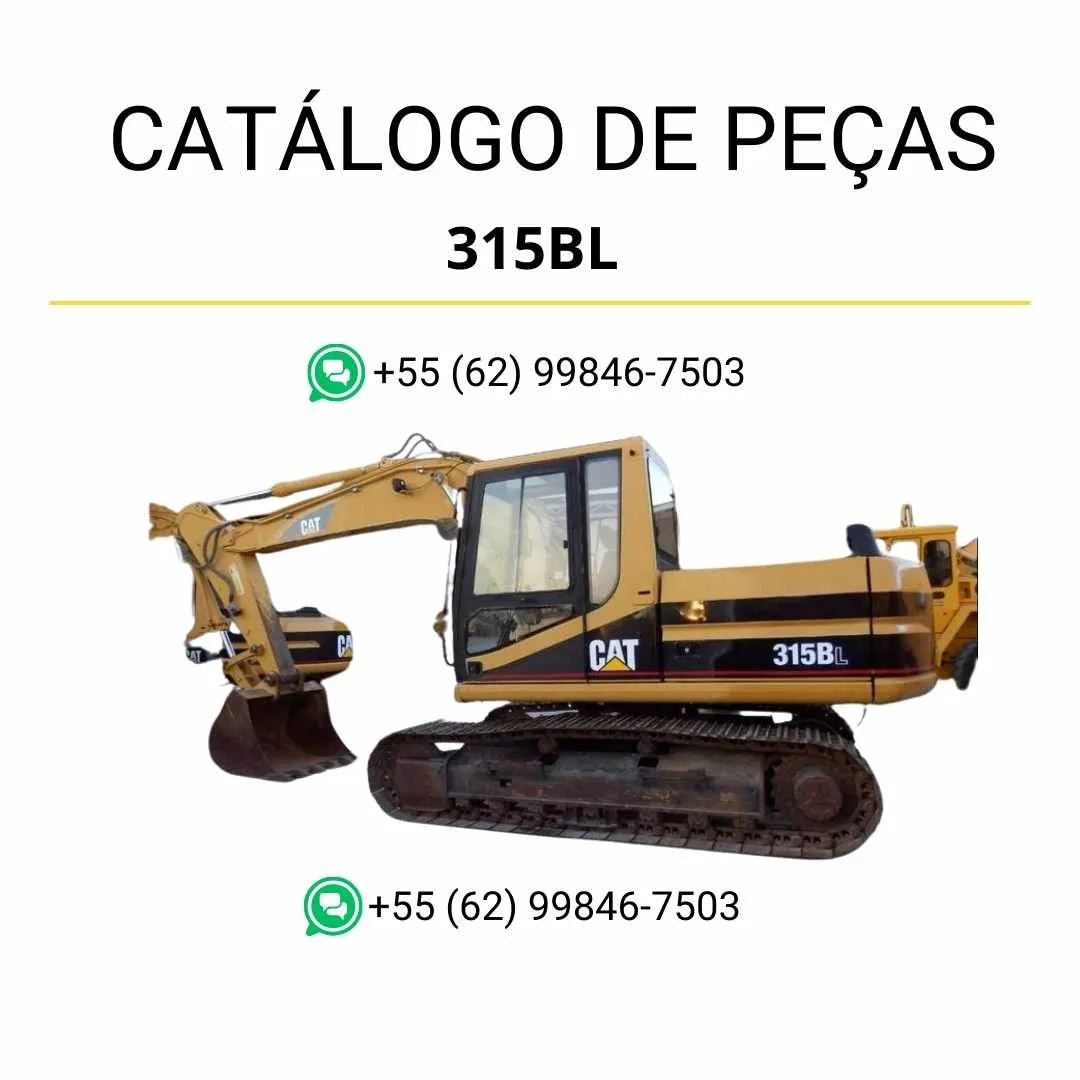 Catálogo de peças Caterpillar 315BL em PDF com ilustrações técnicas detalhadas e referências completas dos componentes da escavadeira.