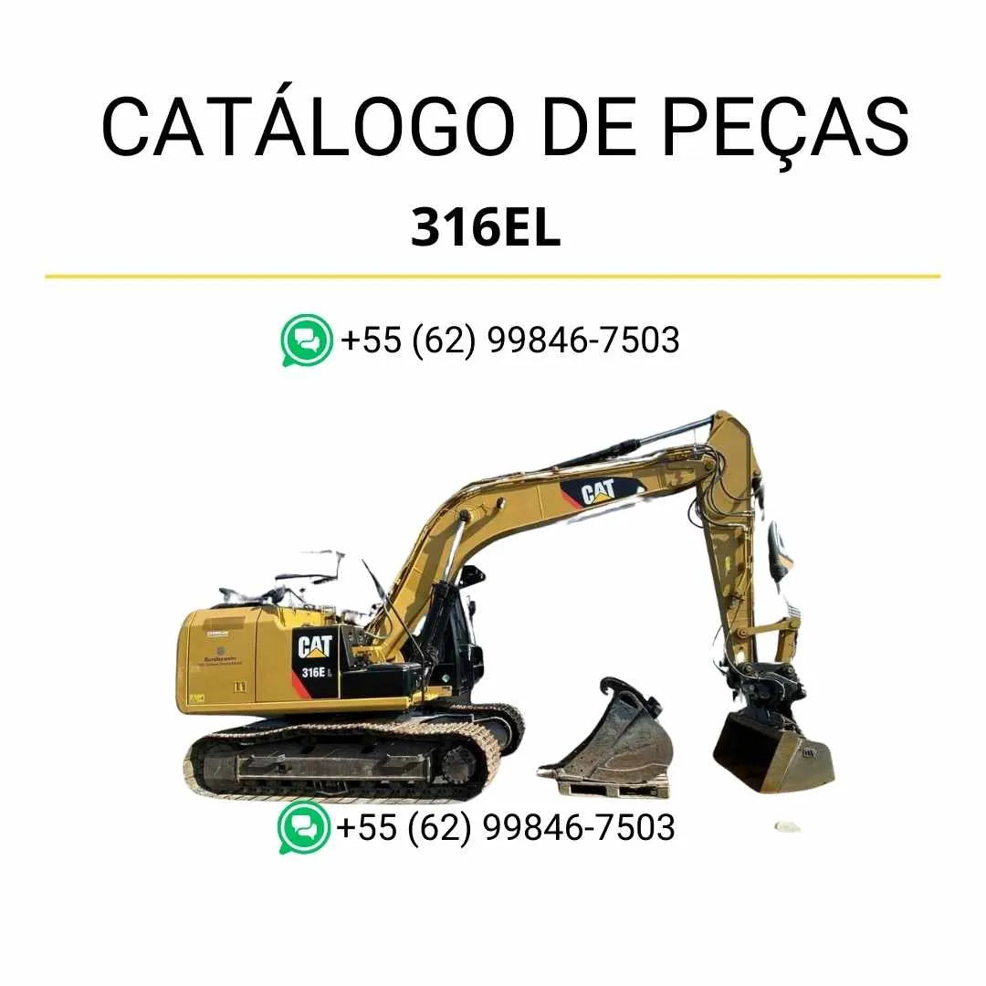 Catálogo de peças Caterpillar 316E L em PDF com diagramas técnicos detalhados e lista completa dos componentes originais da escavadeira.