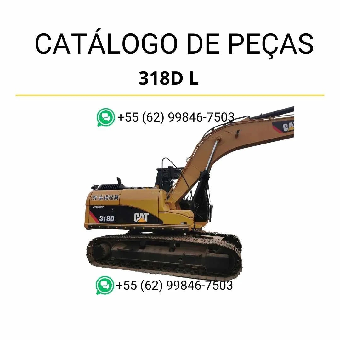 Catálogo de peças Caterpillar 318D L em PDF com diagramas ilustrados e identificação completa dos componentes originais da escavadeira.