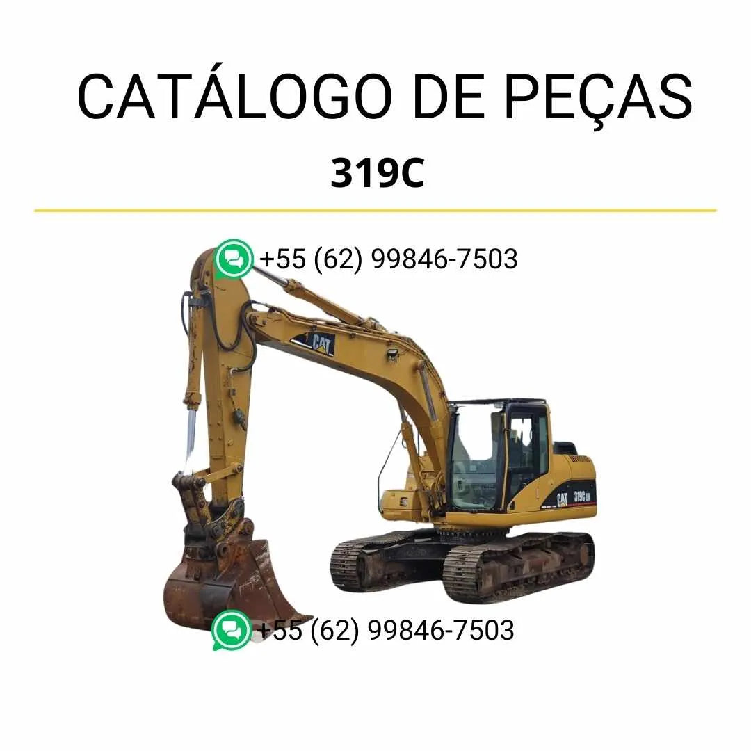 Catálogo de peças Caterpillar 319C em PDF com diagramas técnicos detalhados e lista completa dos componentes originais da escavadeira.
