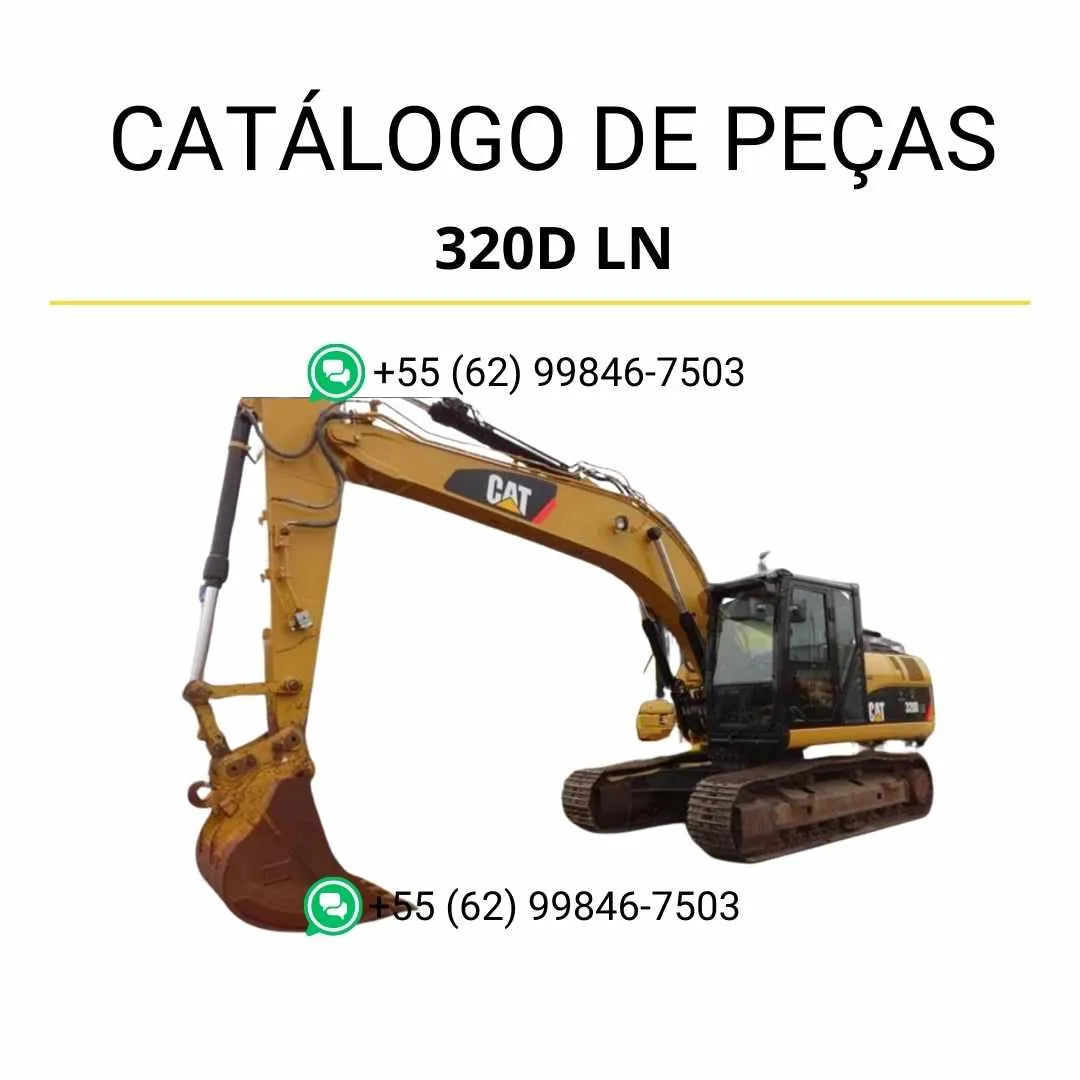 Catálogo de peças Caterpillar 320D LN em PDF com diagramas técnicos detalhados e identificação precisa dos componentes da escavadeira.