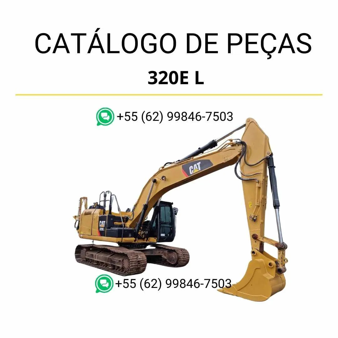 Catálogo de peças Caterpillar 320E L em PDF com ilustrações técnicas detalhadas e lista completa de componentes originais da escavadeira.