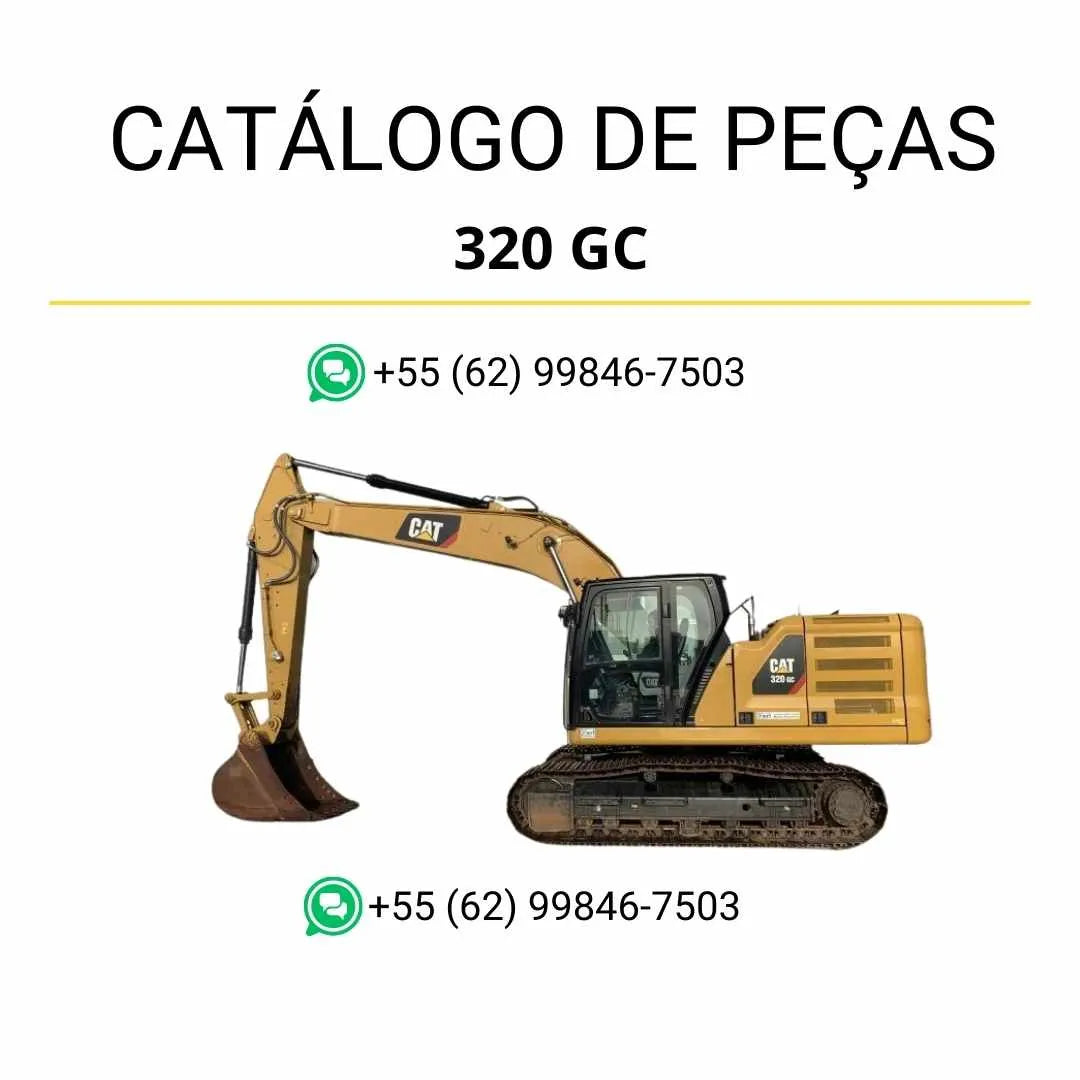 Catálogo de peças Caterpillar 320 GC em PDF com ilustrações técnicas detalhadas e identificação completa dos componentes originais da escavadeira.