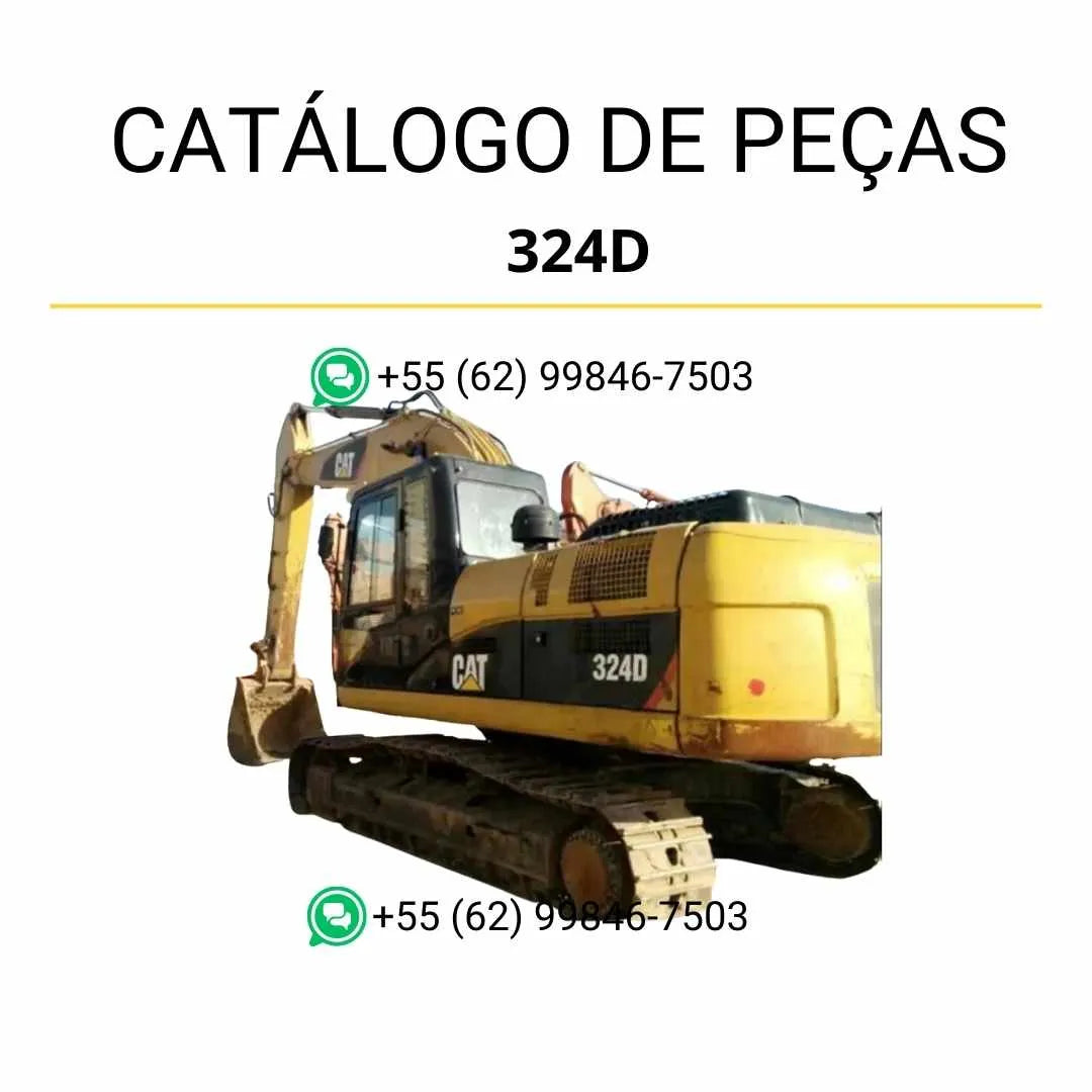 Catálogo de peças Caterpillar 324D em PDF com ilustrações detalhadas e códigos originais para manutenção da escavadeira.