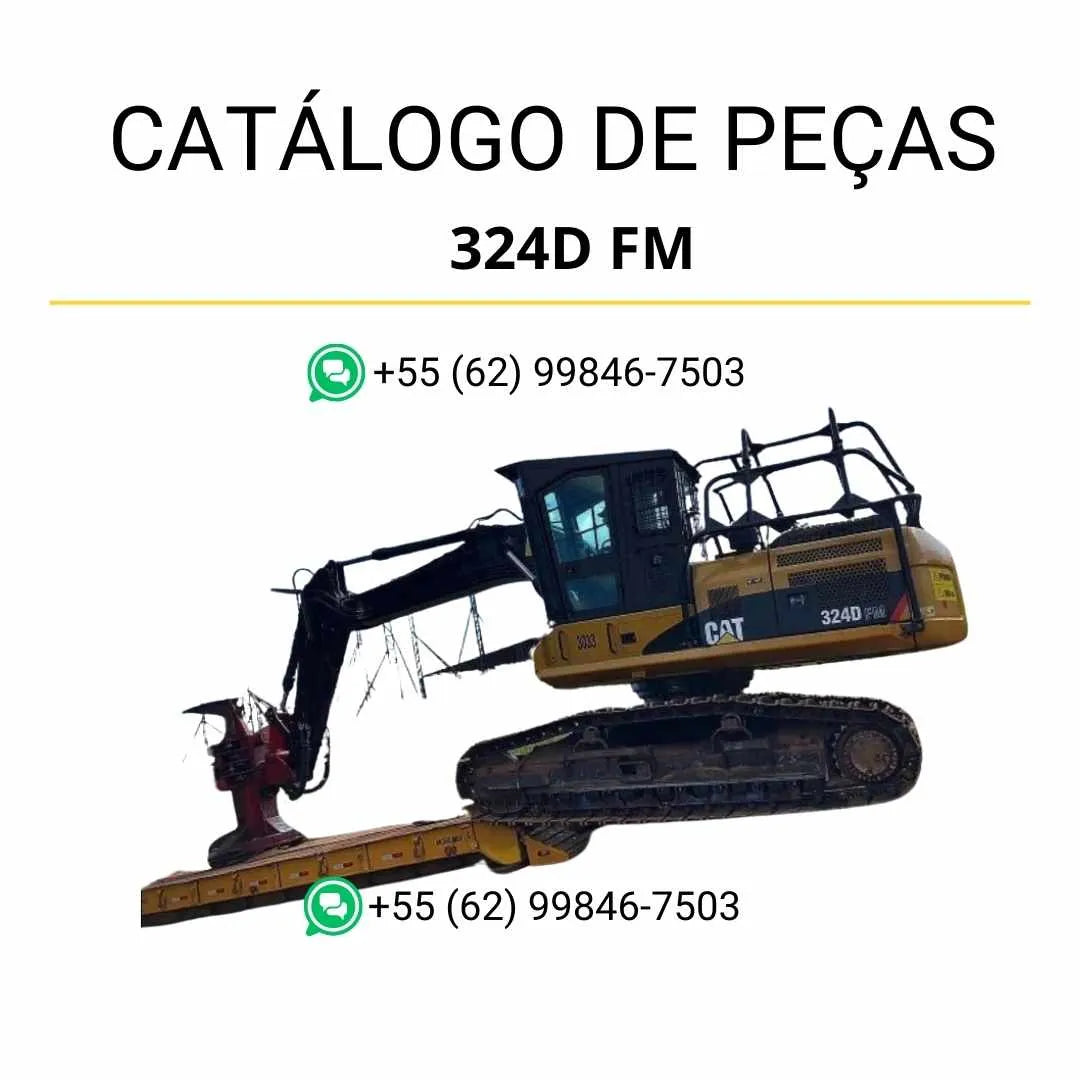 Catálogo de peças Caterpillar 324D FM em PDF com diagramas técnicos detalhados e listas completas de componentes originais da máquina.