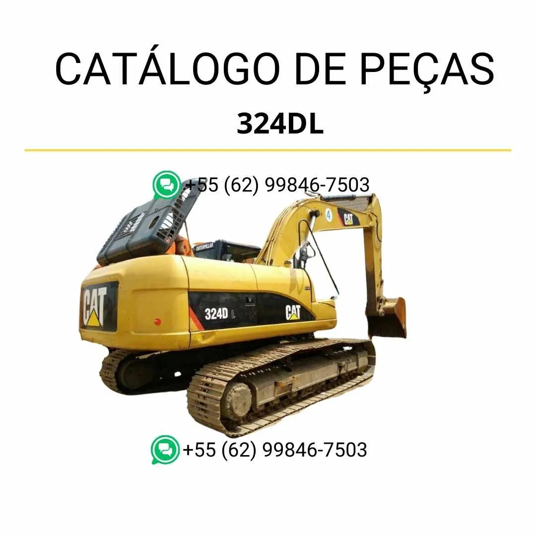 Catálogo de peças Caterpillar 324D L escavadeira em PDF com diagramas técnicos, códigos originais e ilustrações detalhadas de montagem.