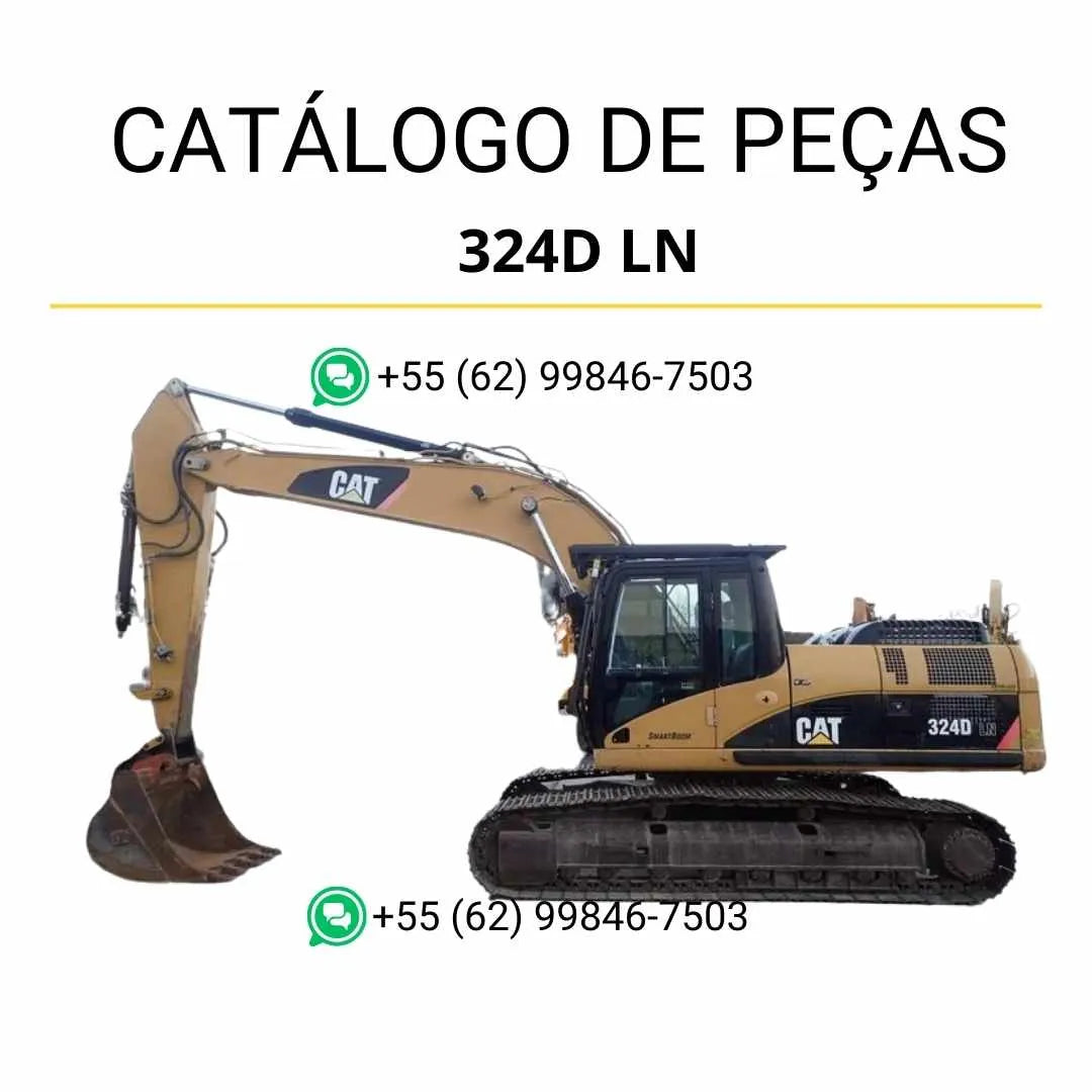 Catálogo de peças Caterpillar 324D LN escavadeira em PDF com diagramas detalhados, listas originais de componentes e ilustrações técnicas precisas.