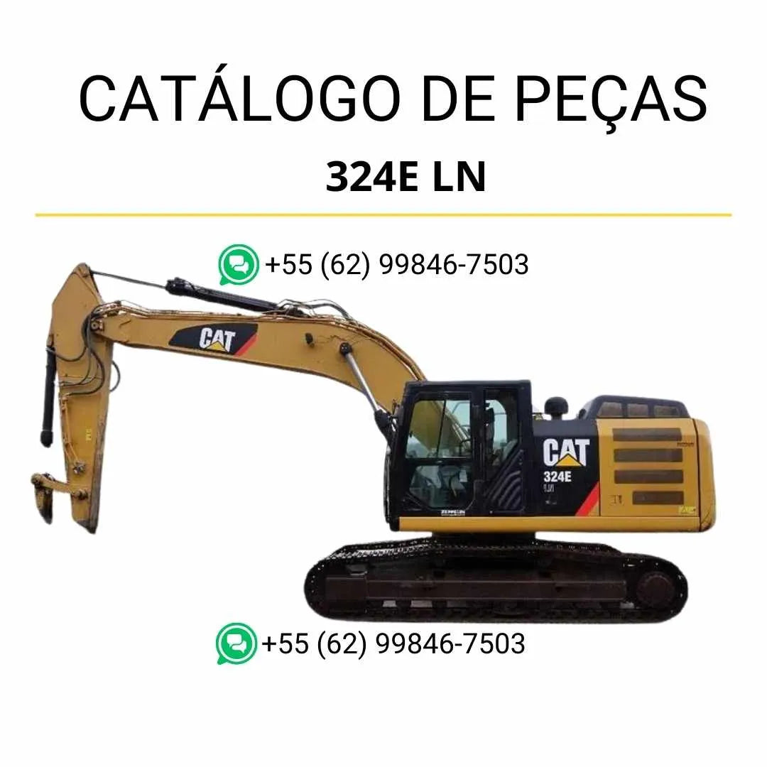 Catálogo de peças Caterpillar 324E LN escavadeira em PDF com ilustrações detalhadas, códigos originais e diagramas completos de montagem.