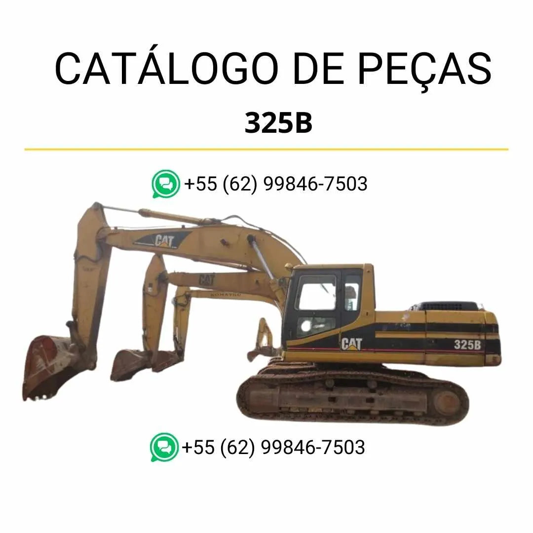 Catálogo de peças Caterpillar 325B escavadeira em PDF com diagramas detalhados e identificação precisa de componentes originais.
