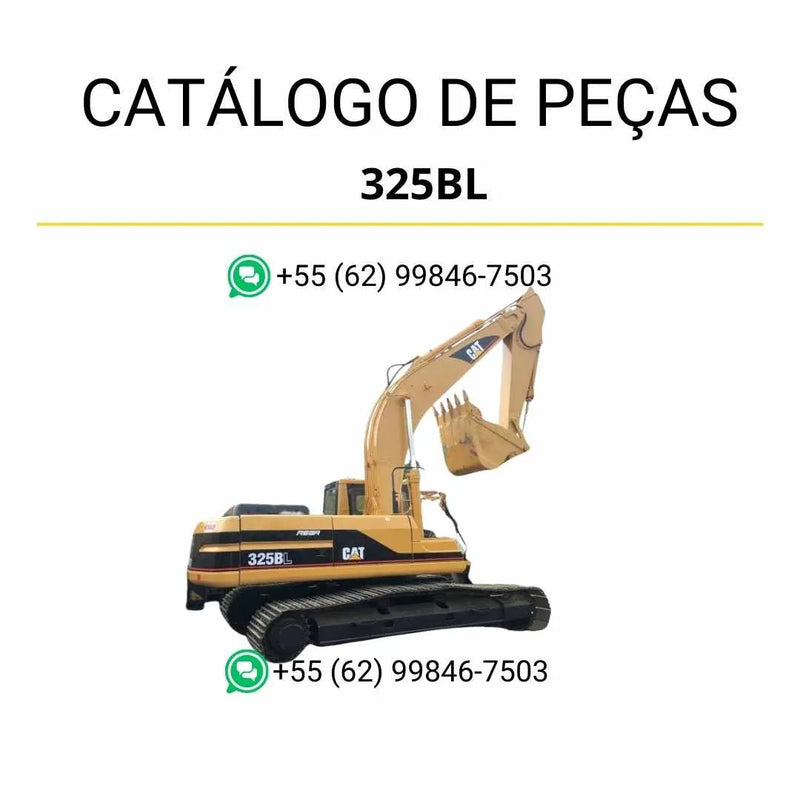 Catálogo de peças Caterpillar 325BL escavadeira em PDF com ilustrações técnicas e identificação detalhada de componentes originais.