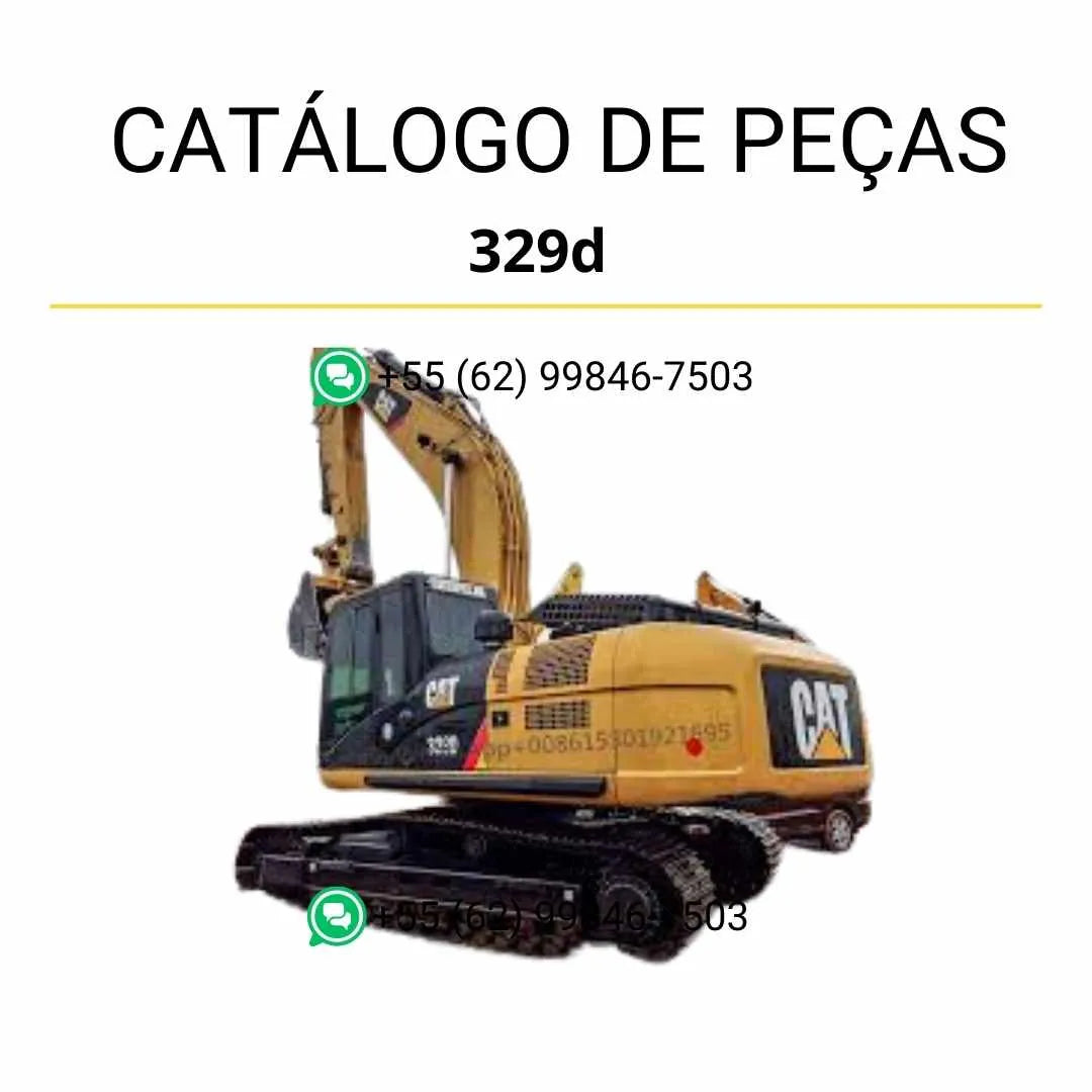 Catálogo de peças Caterpillar 329D e 329DL em PDF com diagramas técnicos e lista detalhada dos componentes originais da escavadeira.