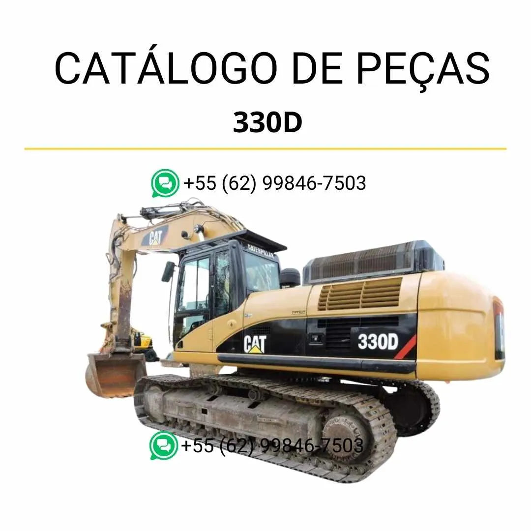 Catálogo de peças Caterpillar 330D escavadeira em PDF com ilustrações técnicas detalhadas e lista completa de componentes originais.