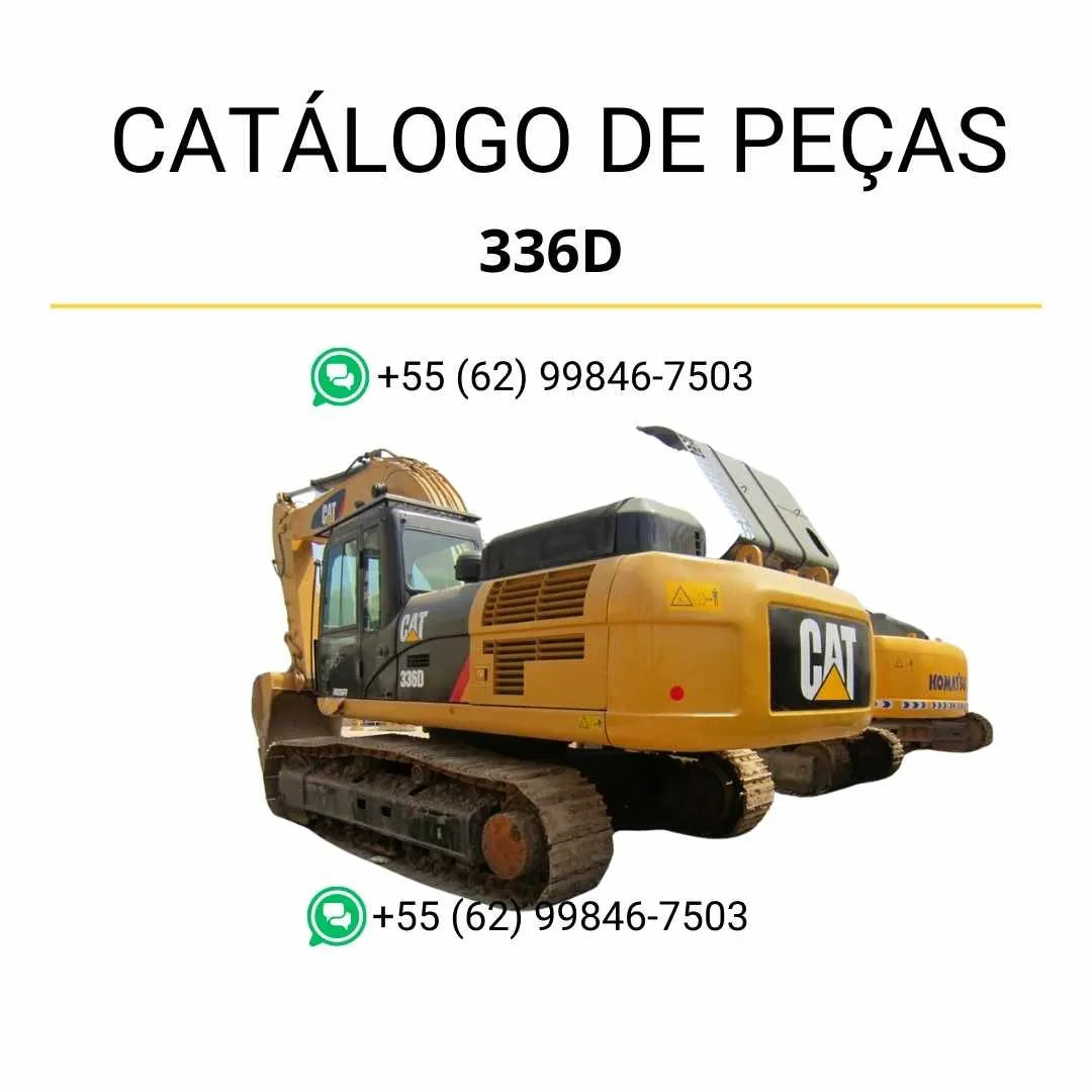 Catálogo de peças Caterpillar 336D escavadeira em PDF com ilustrações técnicas detalhadas e lista completa de componentes originais.