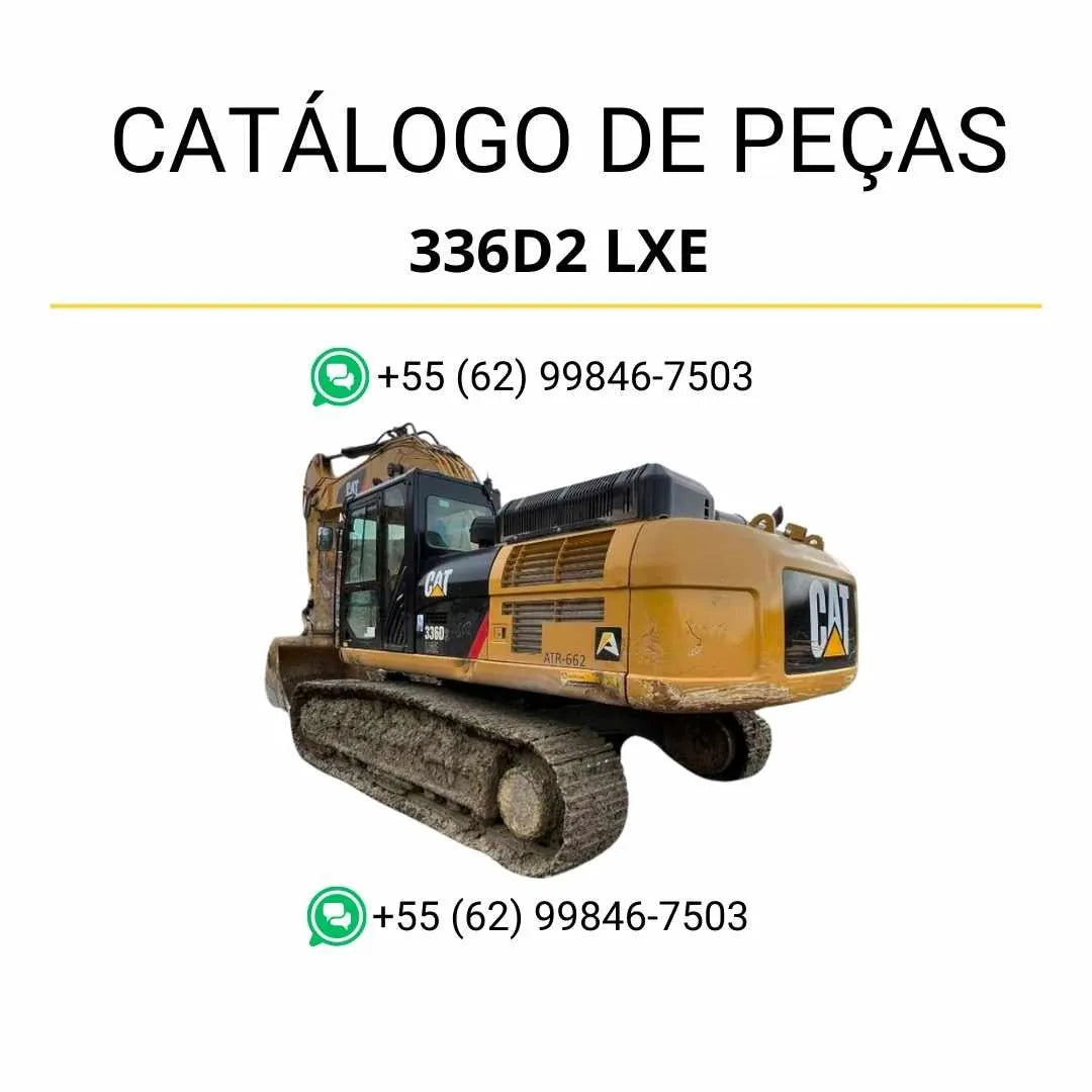 Catálogo de peças Caterpillar 336D2 LXE escavadeira em PDF com ilustrações técnicas detalhadas e lista completa de componentes originais.