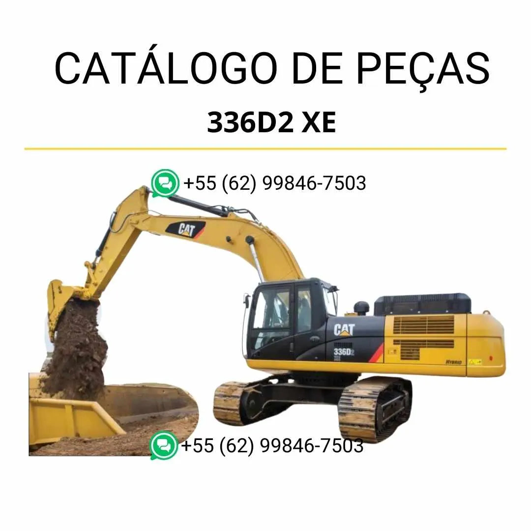 Catálogo de peças Caterpillar 336D2 XE escavadeira em PDF com diagramas técnicos completos e identificação detalhada de componentes originais.