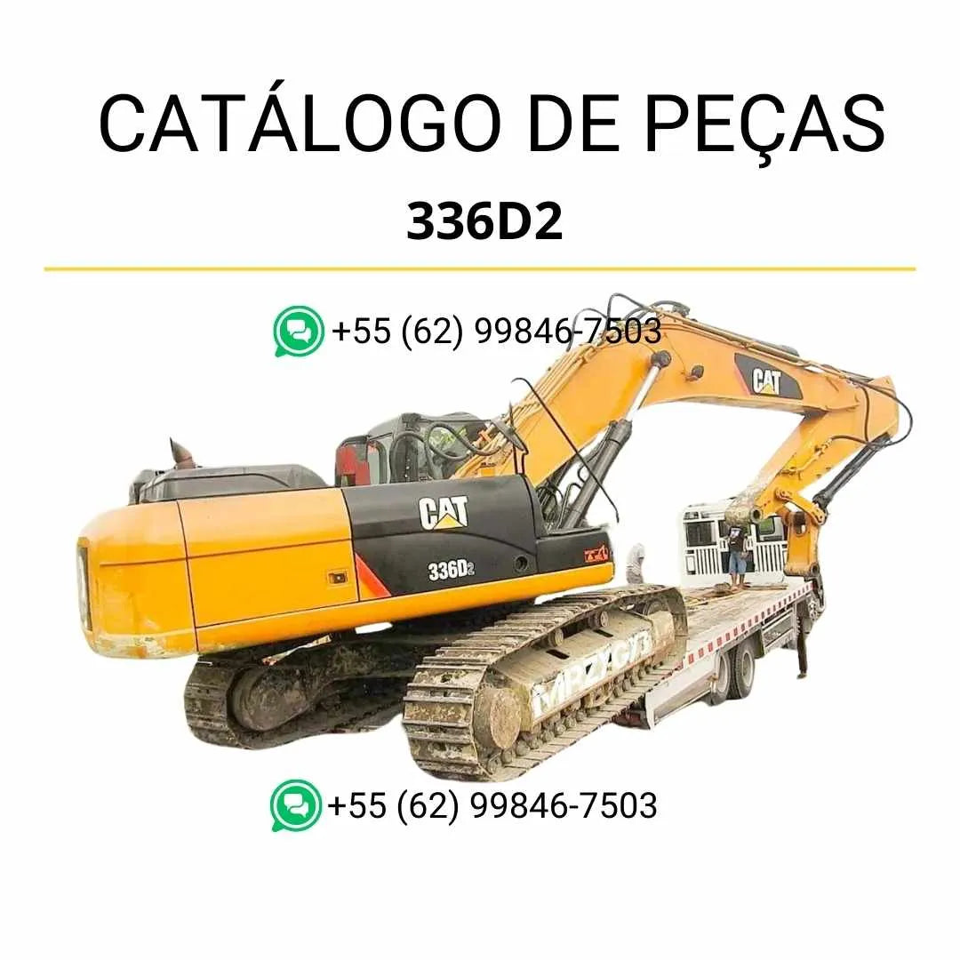 Catálogo de peças Caterpillar 336D2 escavadeira em PDF com ilustrações técnicas detalhadas e lista completa de componentes originais.
