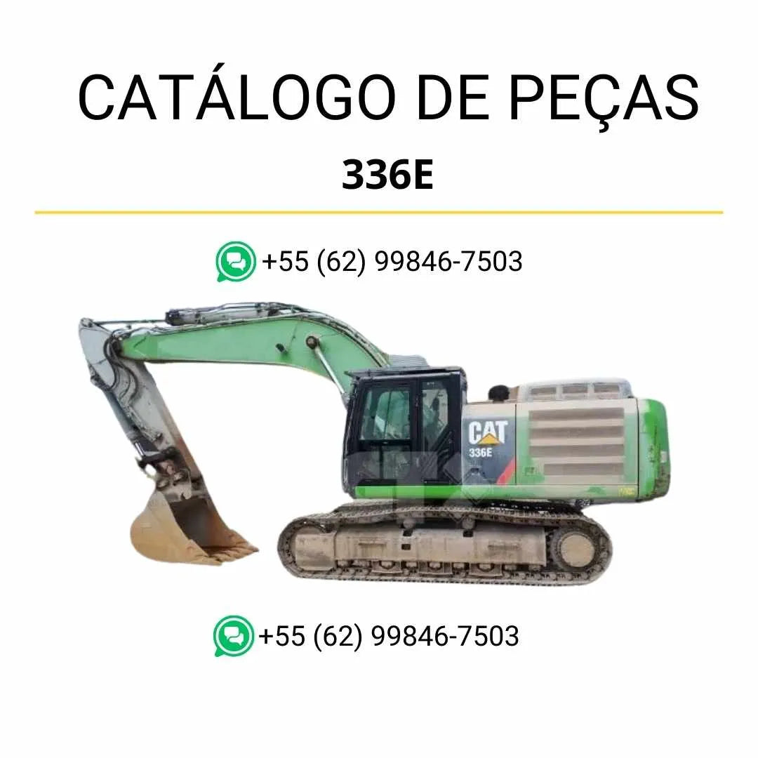 Catálogo de peças Caterpillar 336E escavadeira em PDF com ilustrações técnicas detalhadas e lista completa de componentes originais.