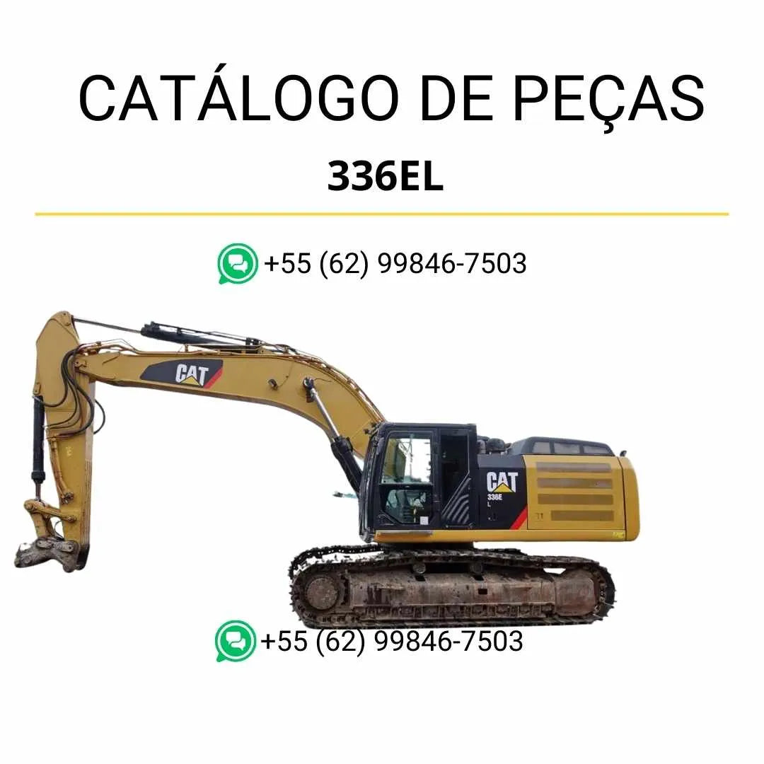 Catálogo de peças Caterpillar 336E L escavadeira em PDF com ilustrações técnicas detalhadas e lista completa de componentes originais.