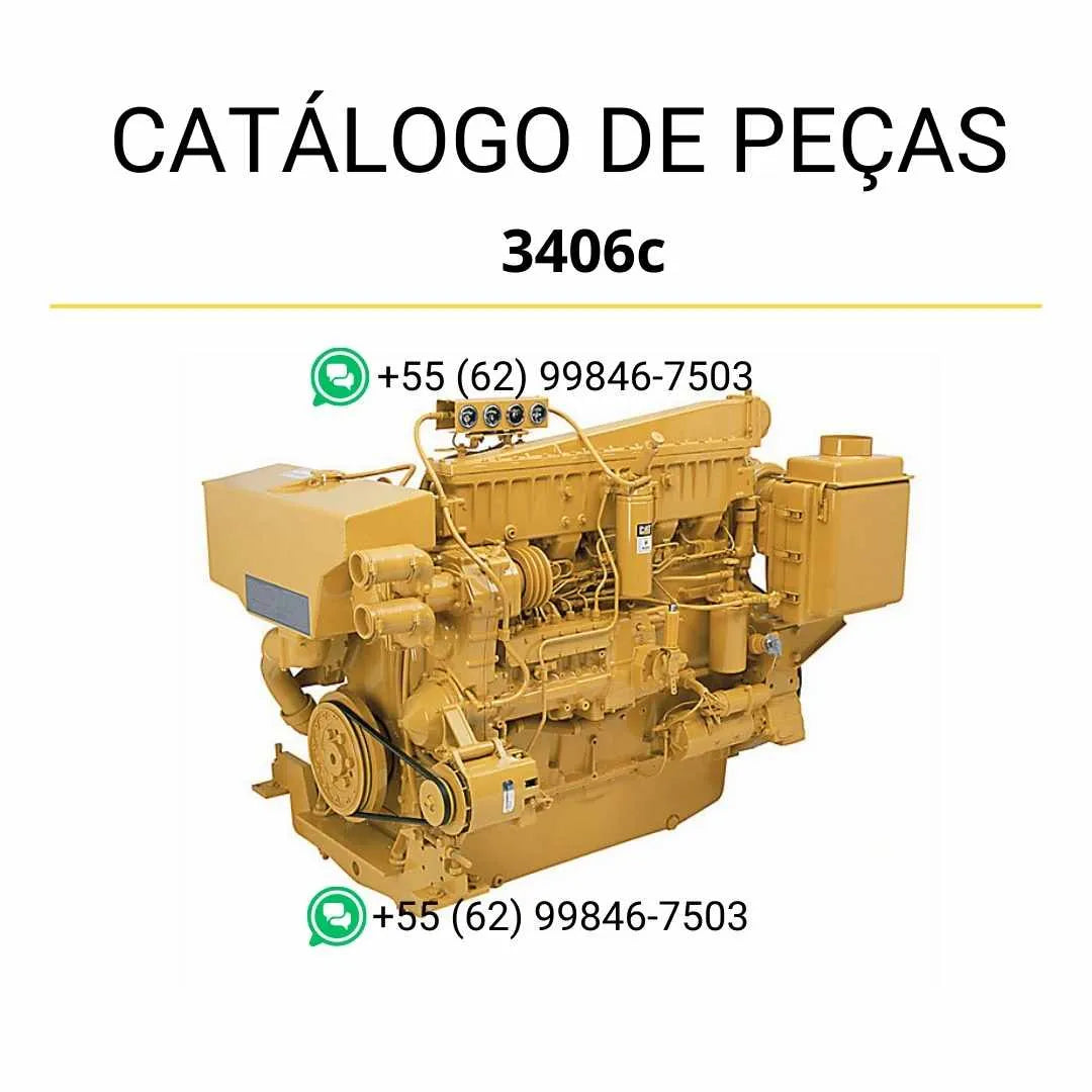 Catálogo de peças do motor marinho Caterpillar 3406C em PDF com diagramas detalhados e lista completa de componentes originais.