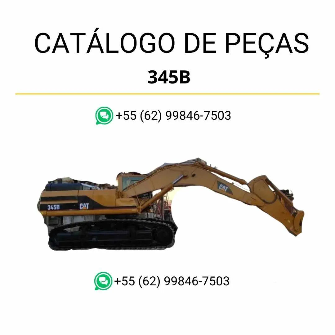 Catálogo de peças Caterpillar 345B escavadeira em PDF com diagramas detalhados e identificação precisa de componentes originais.