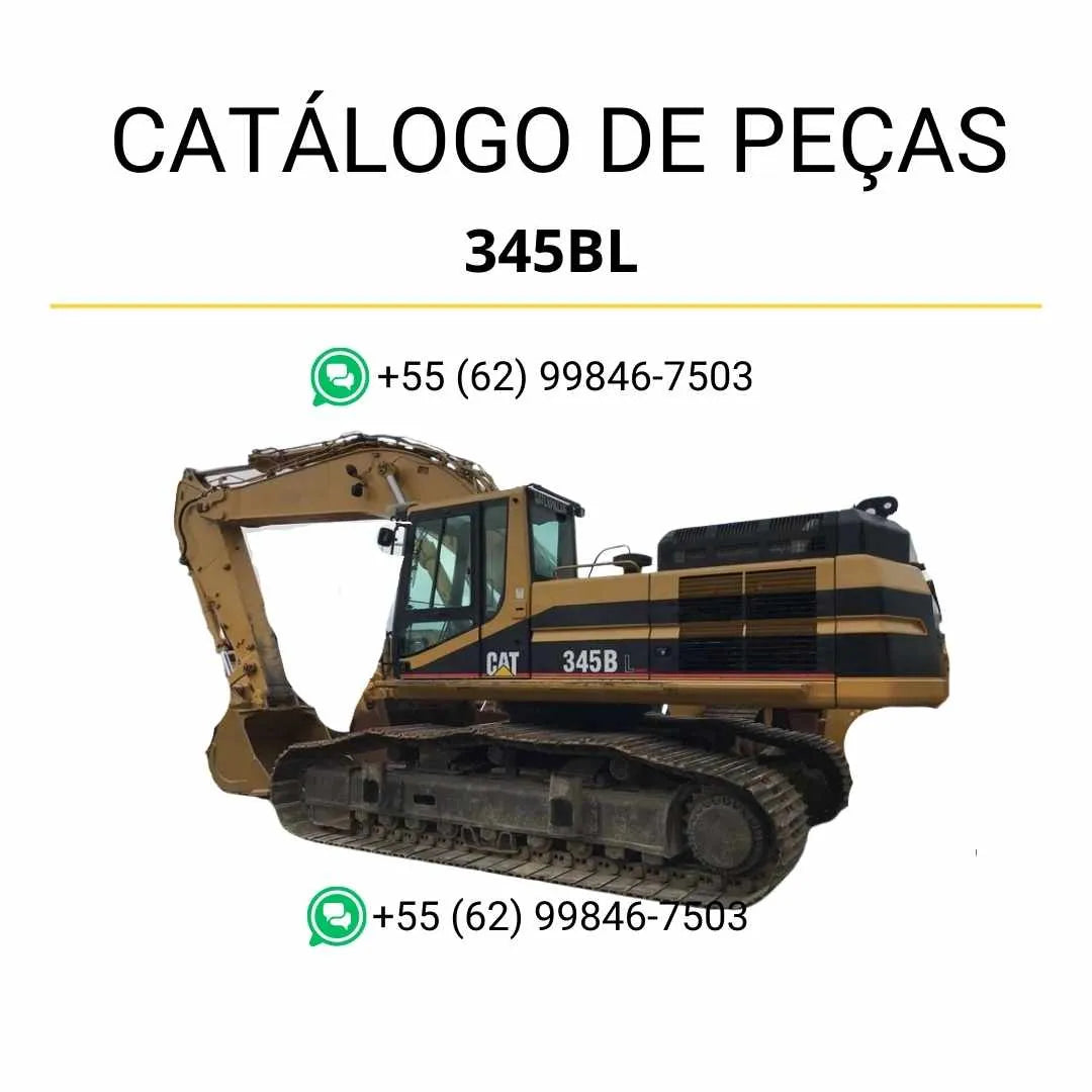 Catálogo de peças Caterpillar 345B L escavadeira em PDF com diagramas detalhados e identificação completa de componentes originais.