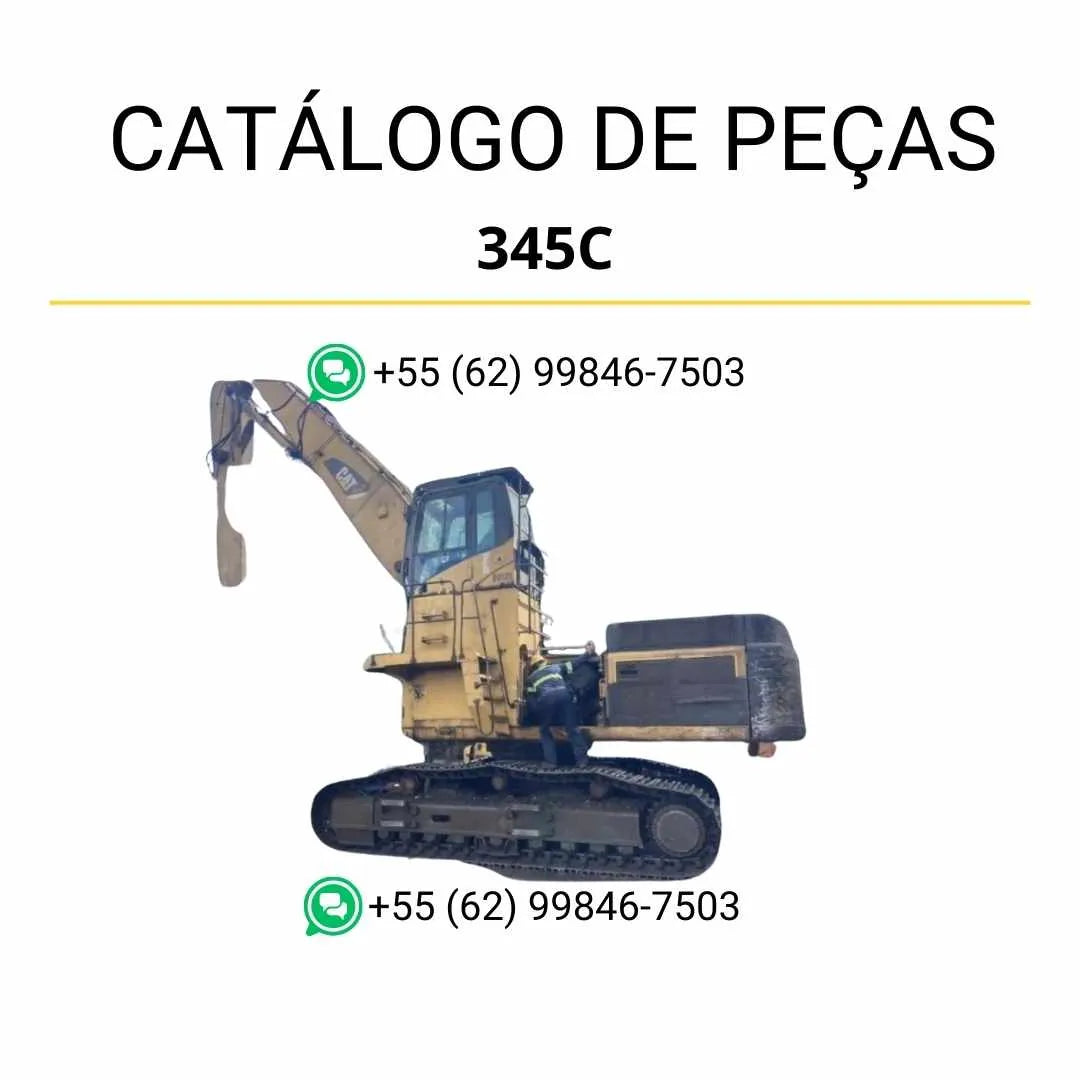 Catálogo de peças Caterpillar 345C MH escavadeira em PDF com ilustrações técnicas detalhadas e identificação completa dos componentes originais.