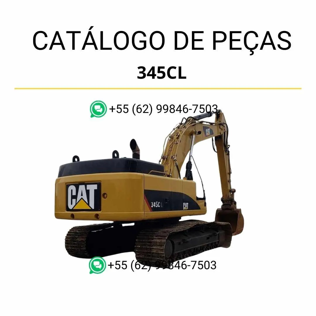 Catálogo de peças Caterpillar 345C L escavadeira em PDF com ilustrações detalhadas e identificação completa de componentes originais.
